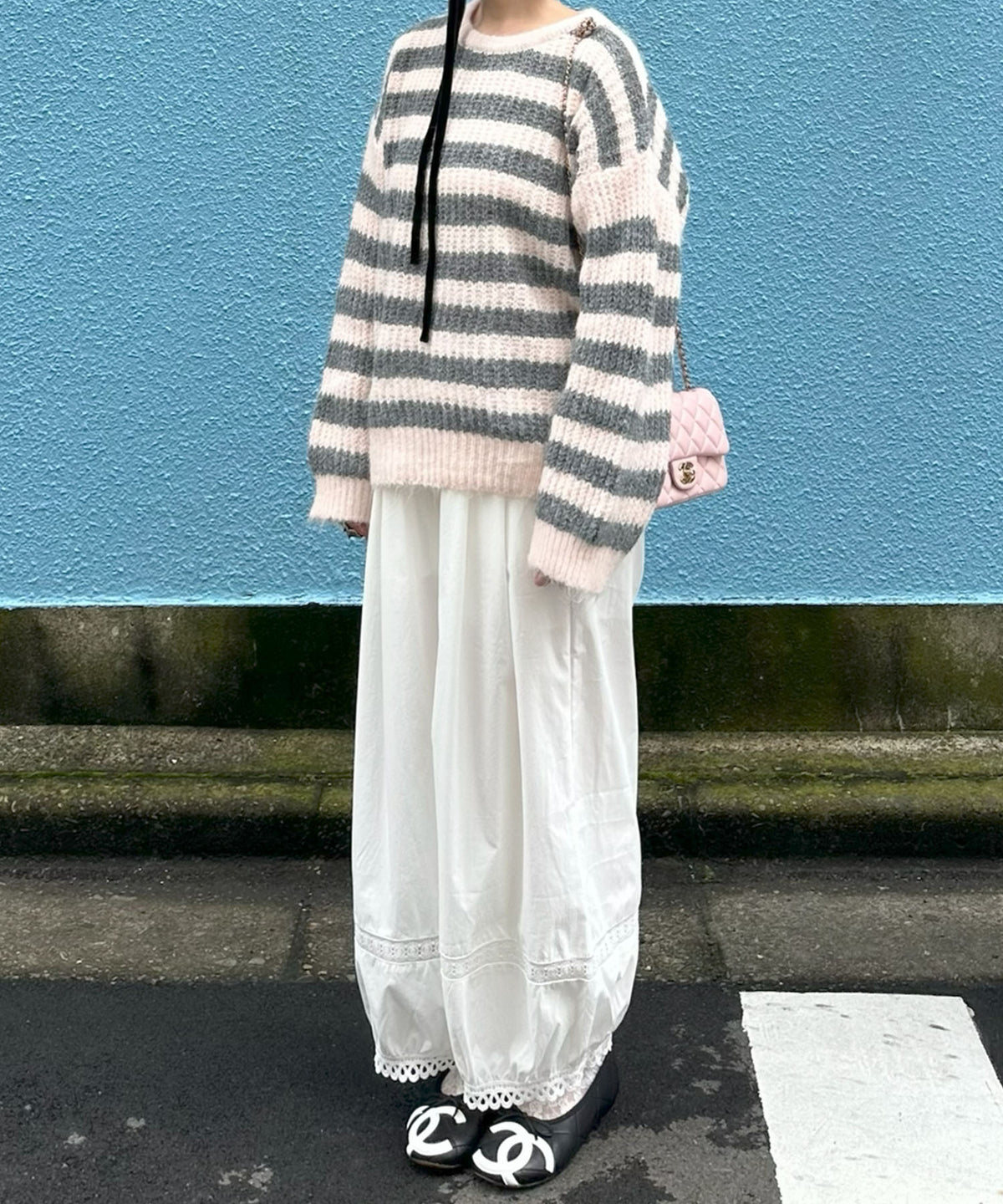 裾バルーンちびレースパンツ【オフホワイト】