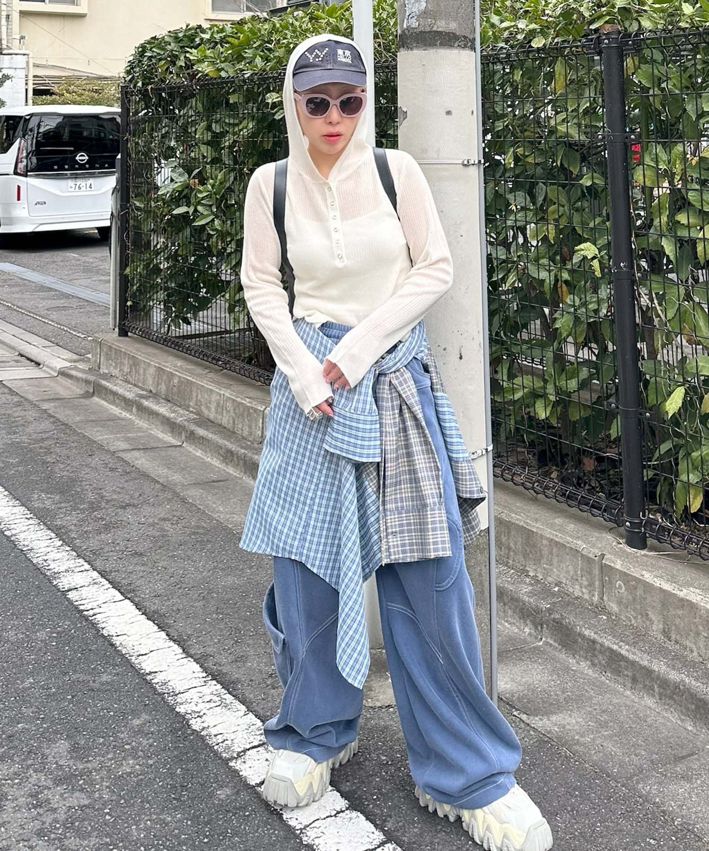 フード付シアーニットトップス【オフホワイト】