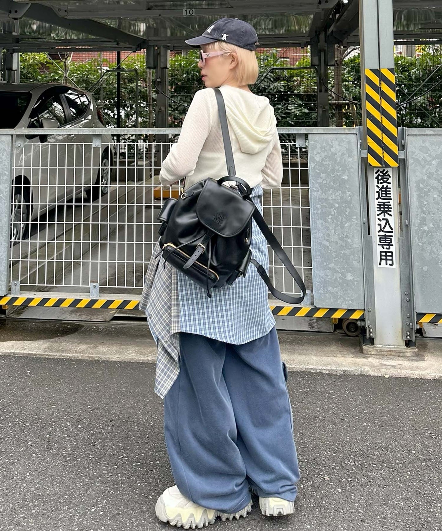 フード付シアーニットトップス【オフホワイト】