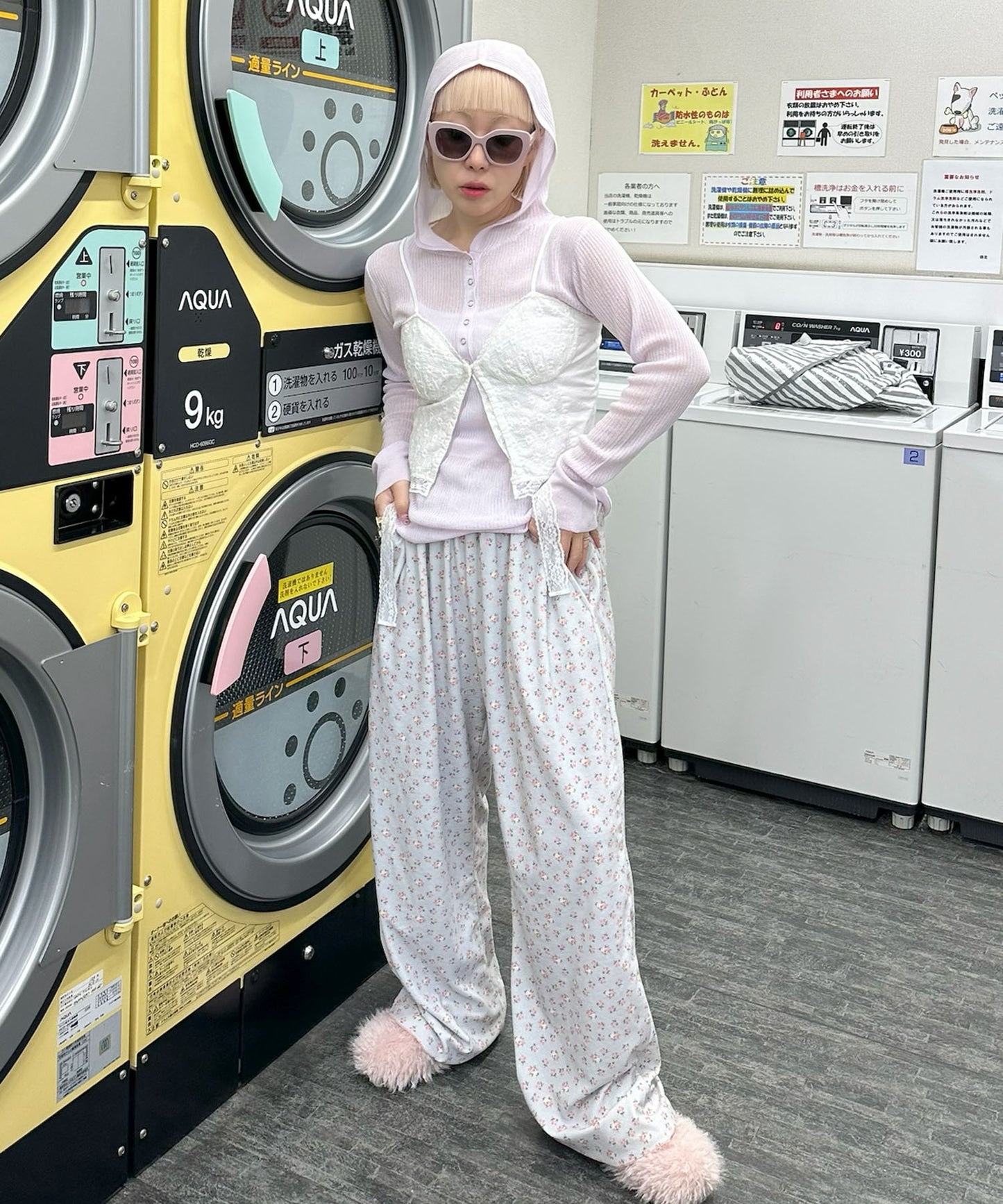 フード付シアーニットトップス【ラベンダー】