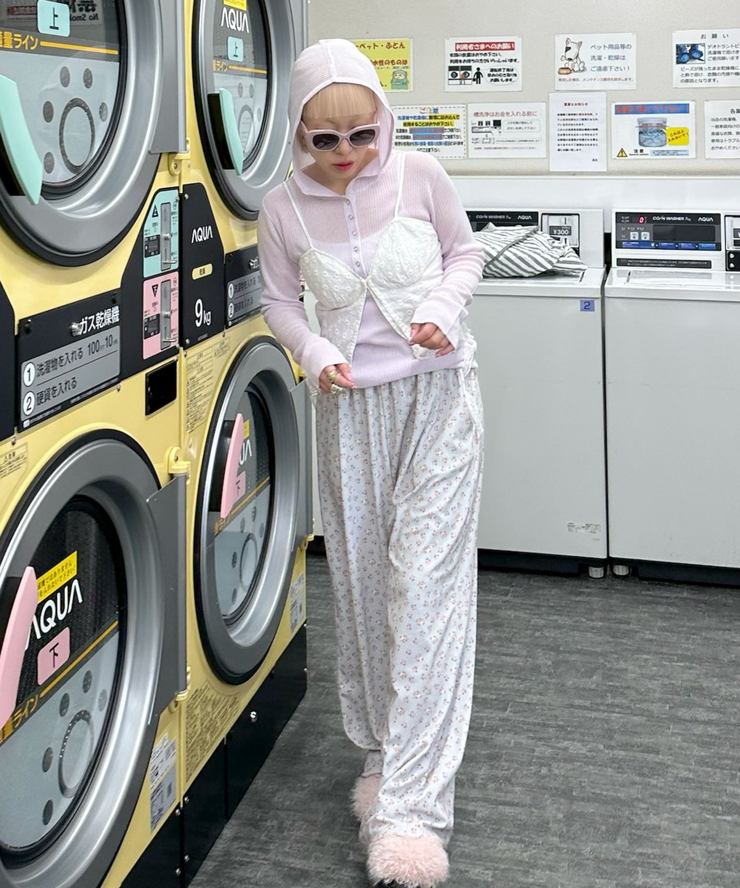 フード付シアーニットトップス【ラベンダー】