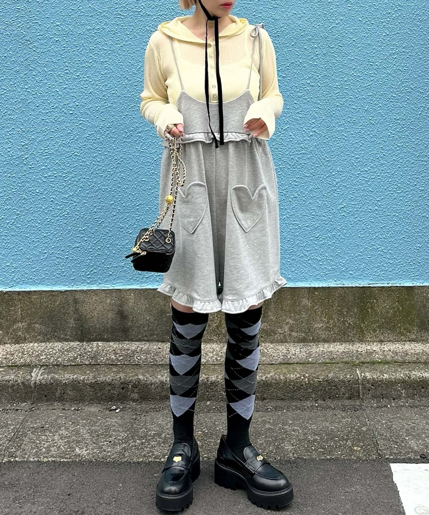 フード付シアーニットトップス【イエロー】