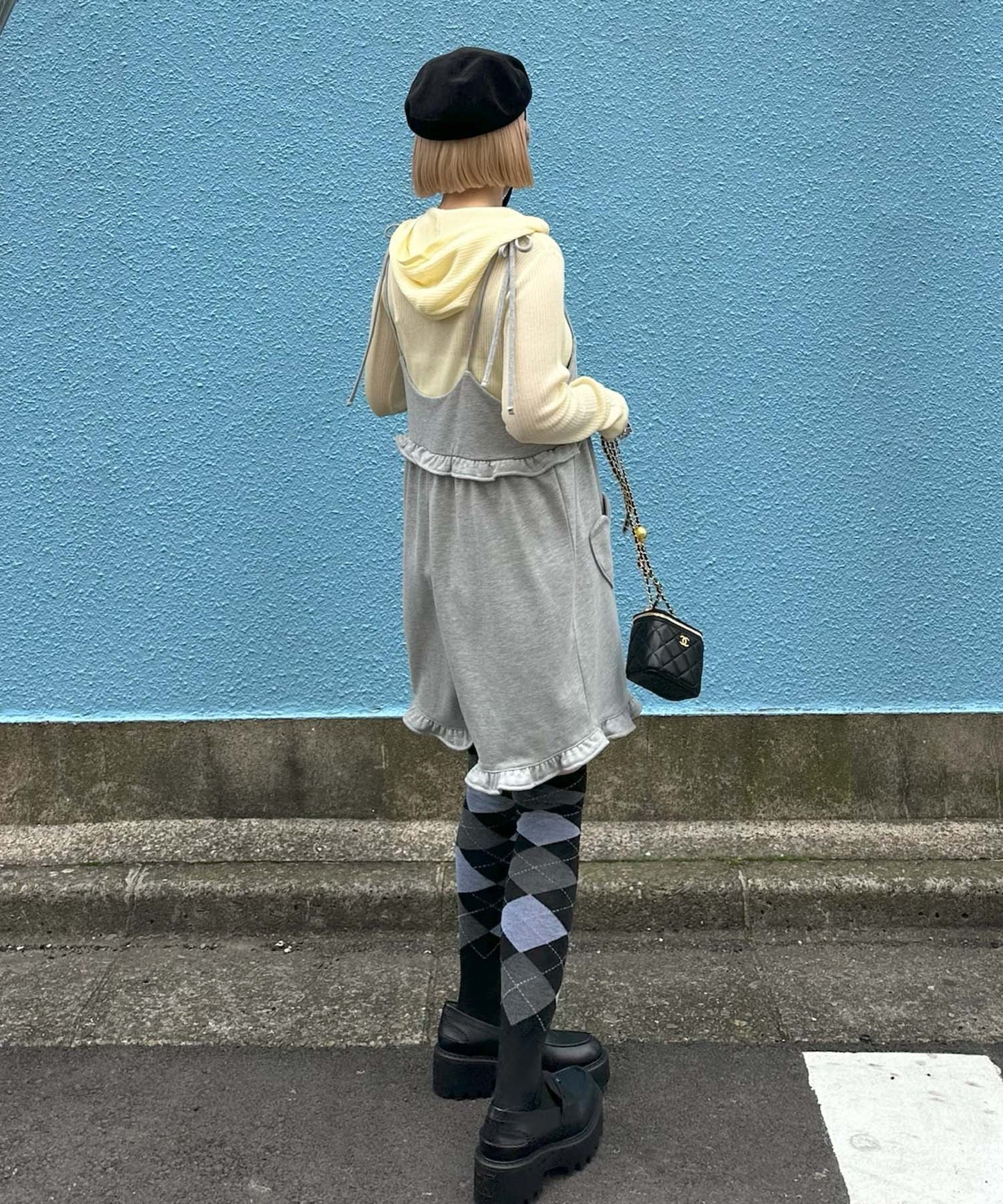 フード付シアーニットトップス【イエロー】