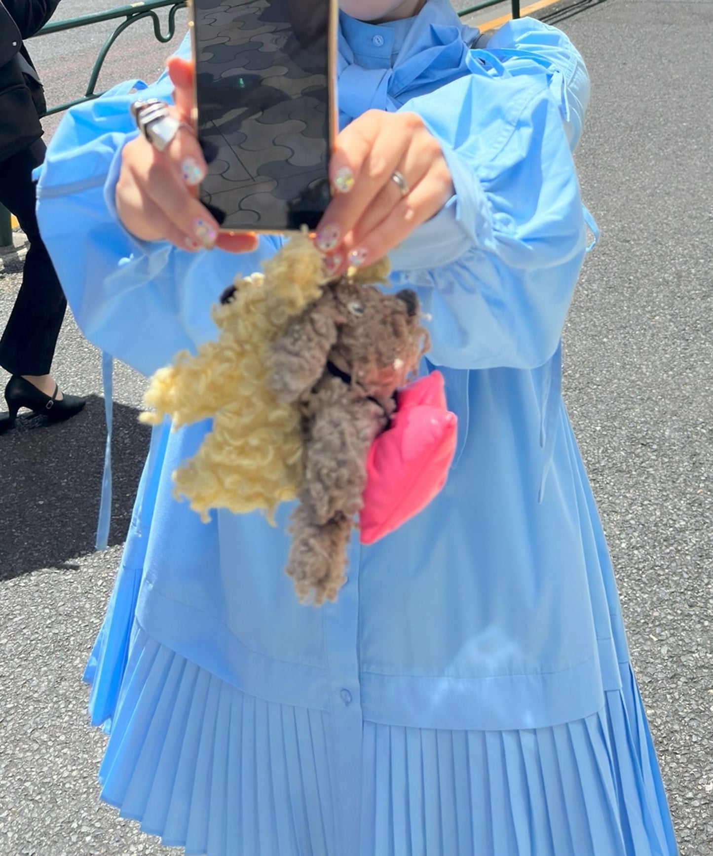 プリーツミニボウタイワンピ【ライトブルー】