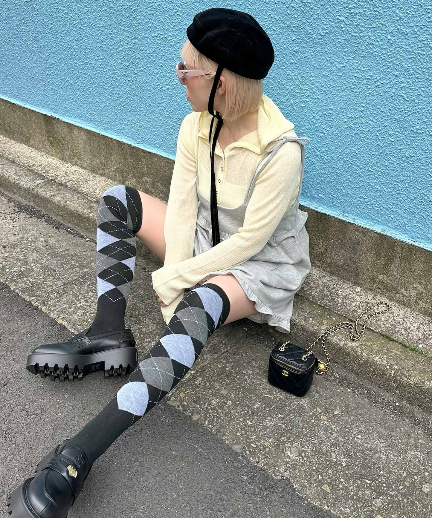 フード付シアーニットトップス【イエロー】