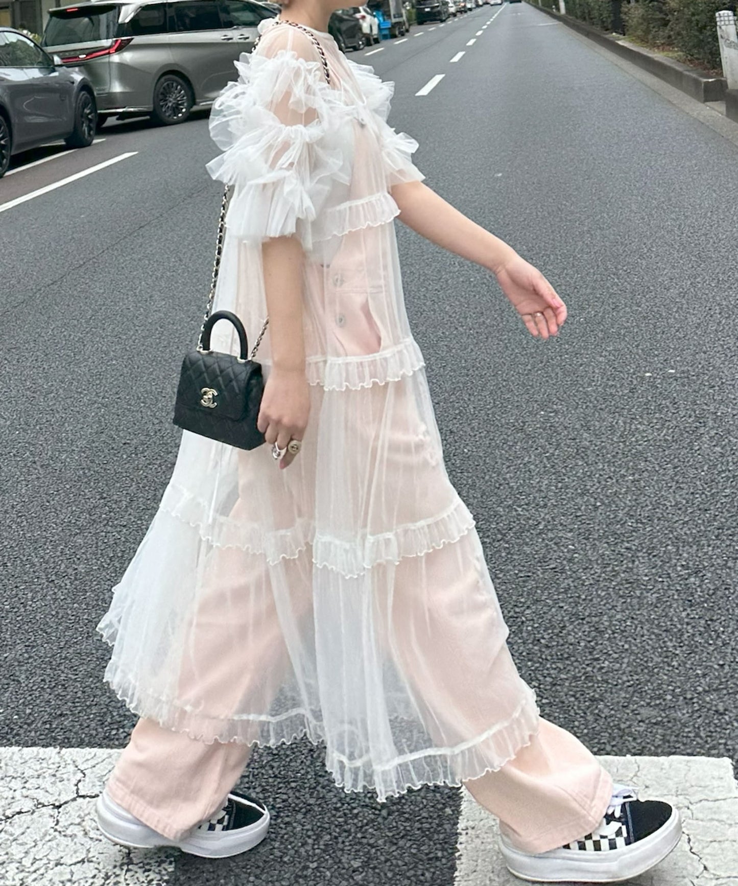 袖フリフリフラメンコシアーブラウス【オフホワイト】