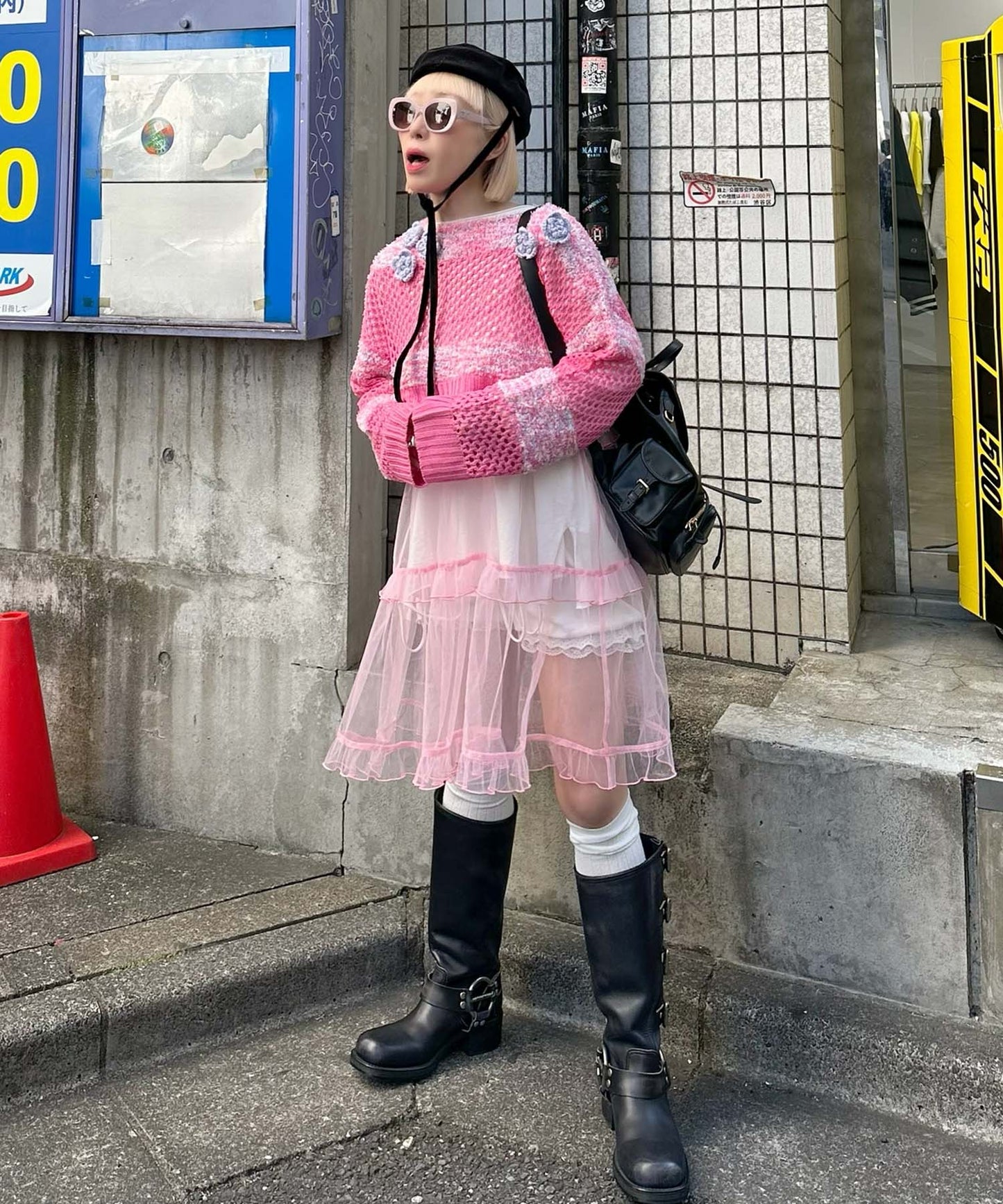 フリルティアードキャミワンピミニ【ピンク】