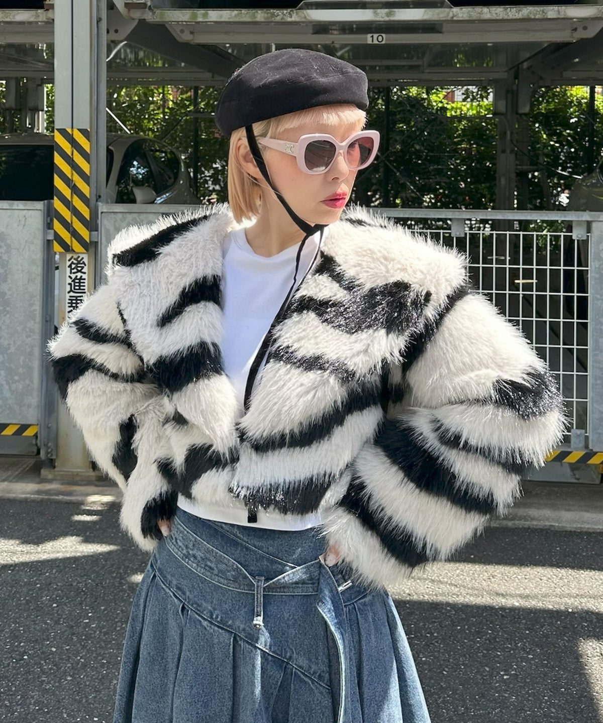 BIG襟ファーブルゾン【ゼブラ】