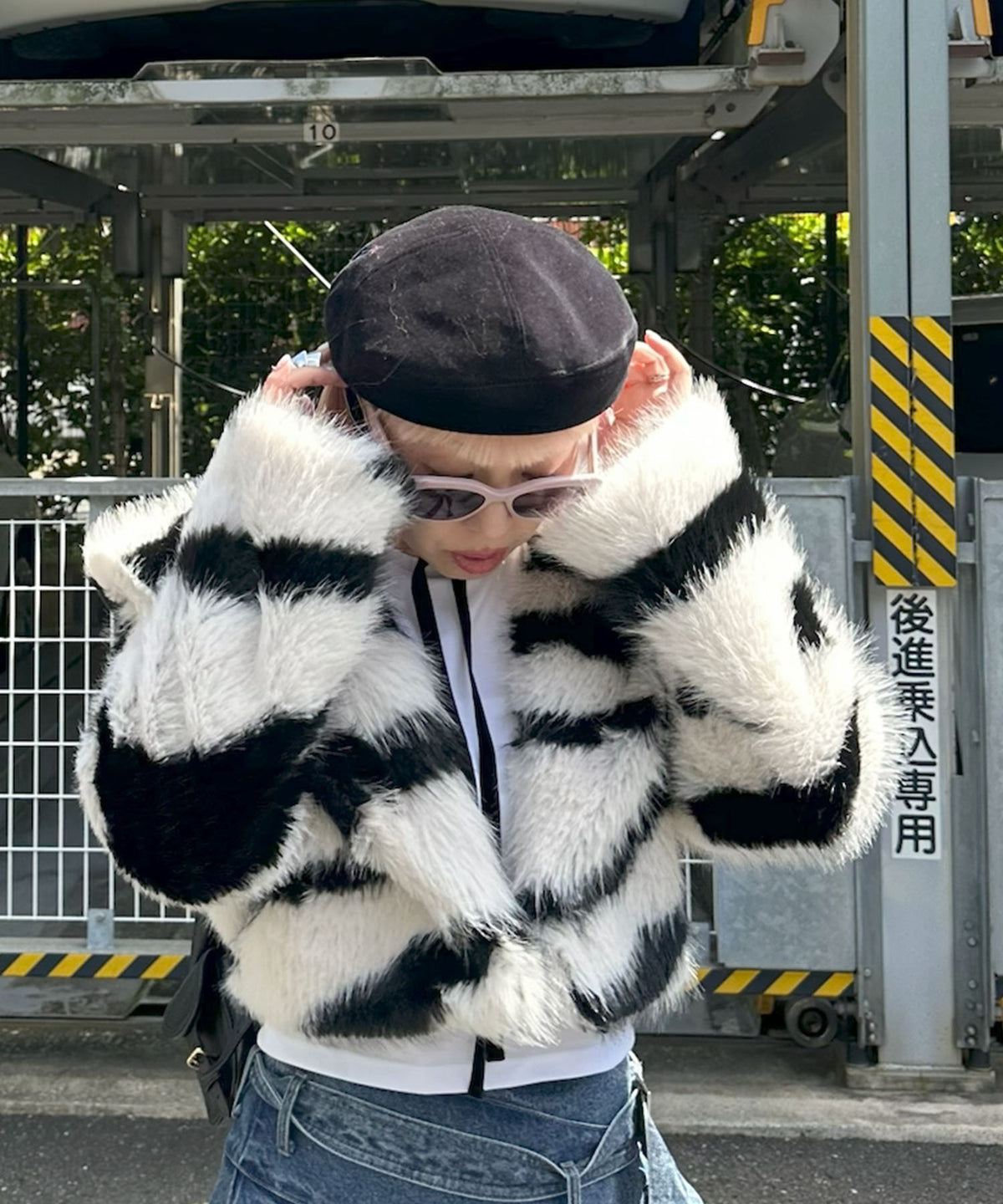 BIG襟ファーブルゾン【ゼブラ】