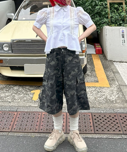 迷彩ゆるハーパン【カーキ】