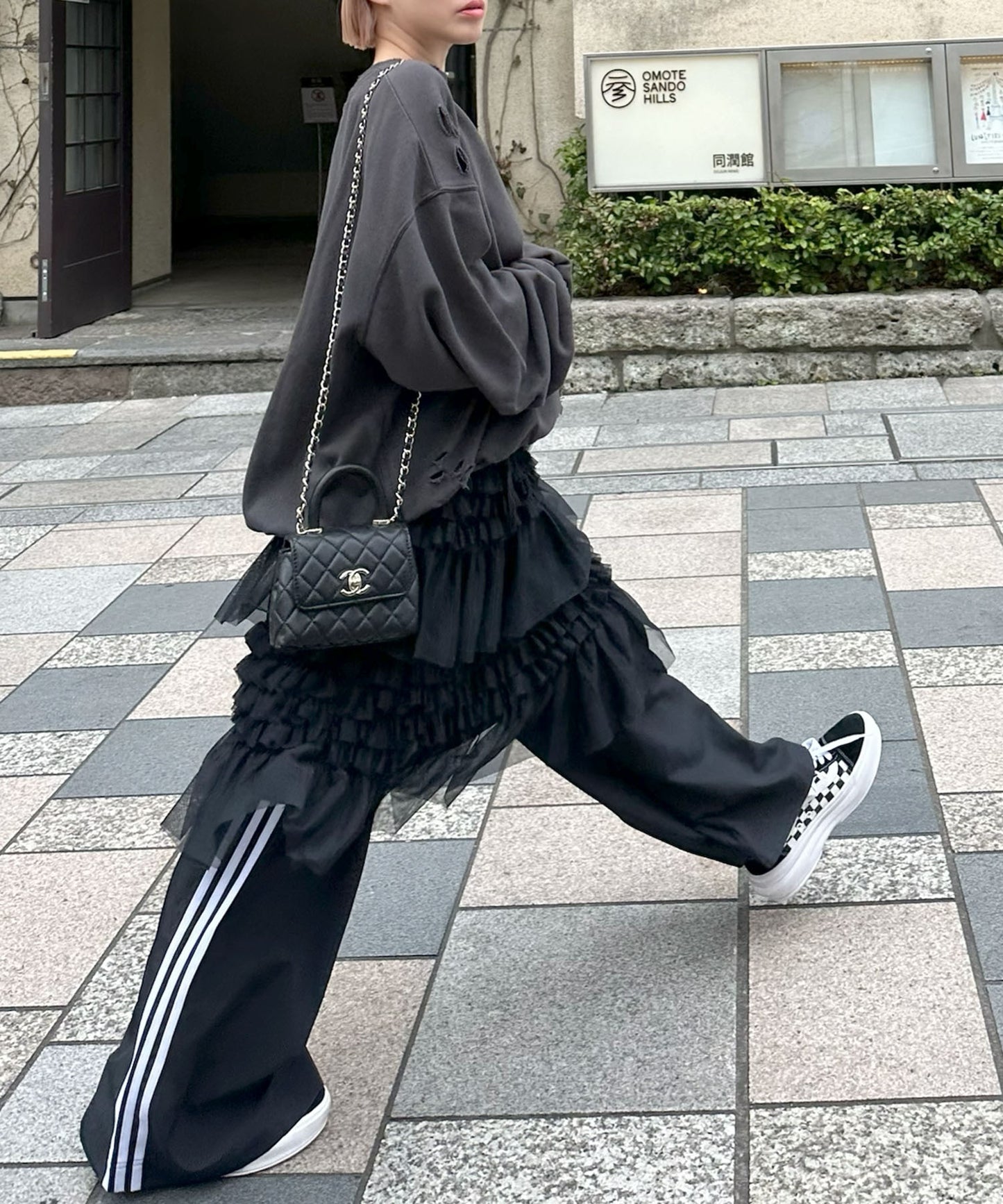チュール段フリルスカート【ブラック】
