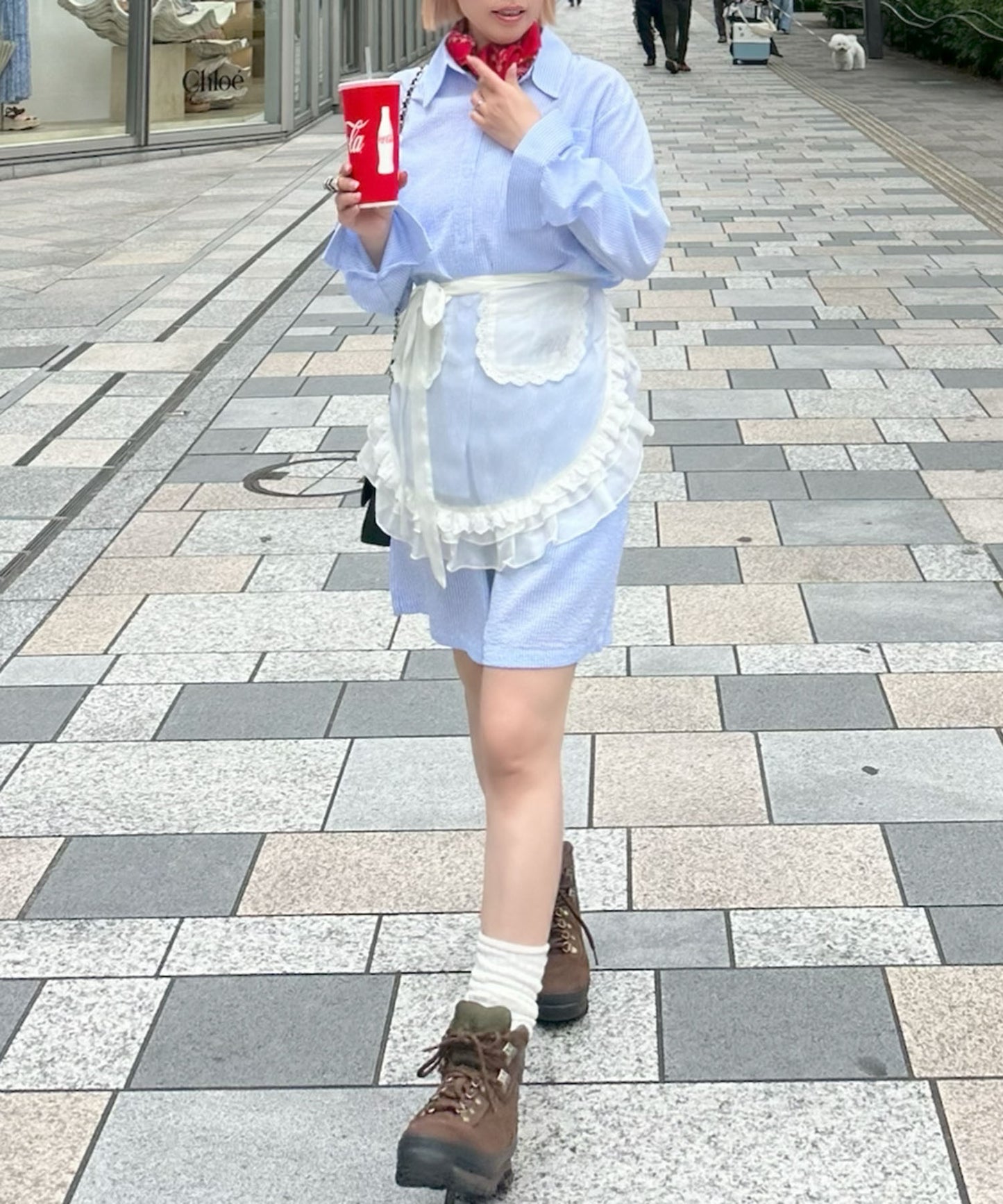 ラフなシャツ＆ショーパンセット【サックスブルー】