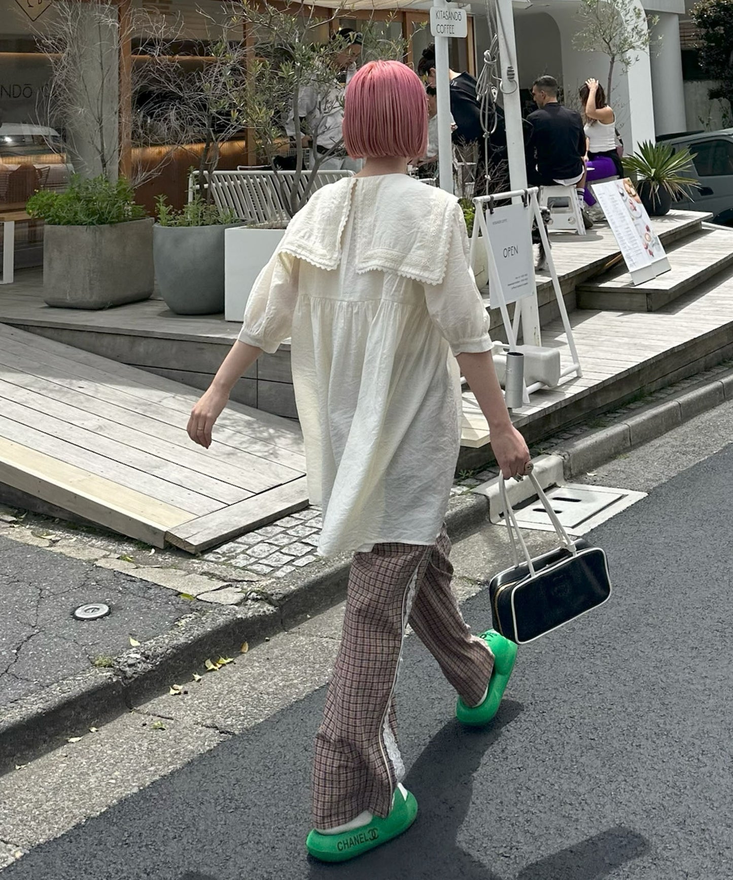 レースラインチェックパンツ【ピンク】