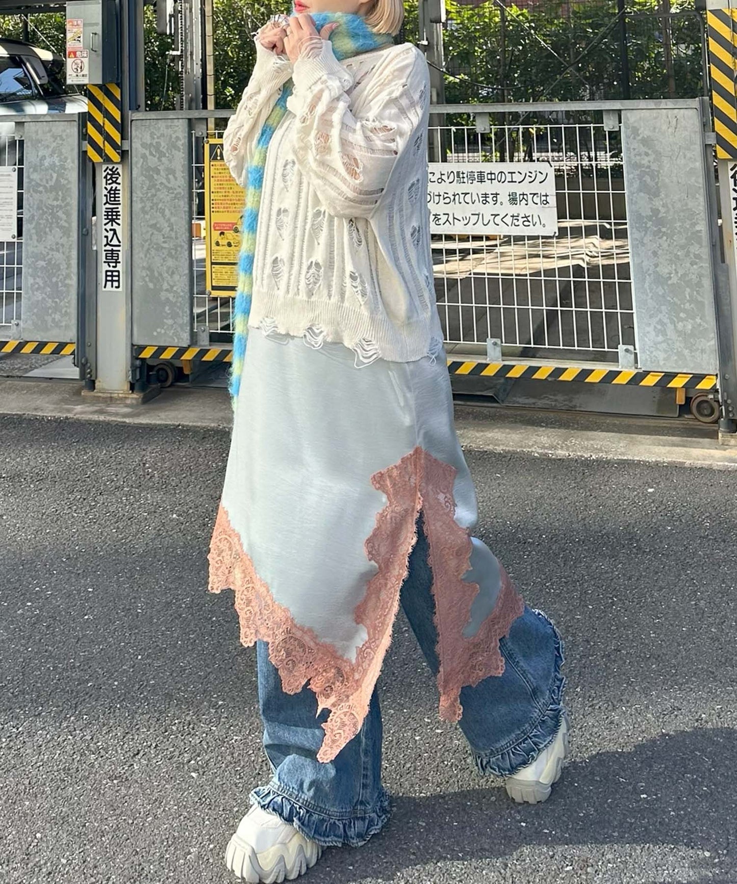 ランジェリーなキャミワンピ【グレー】