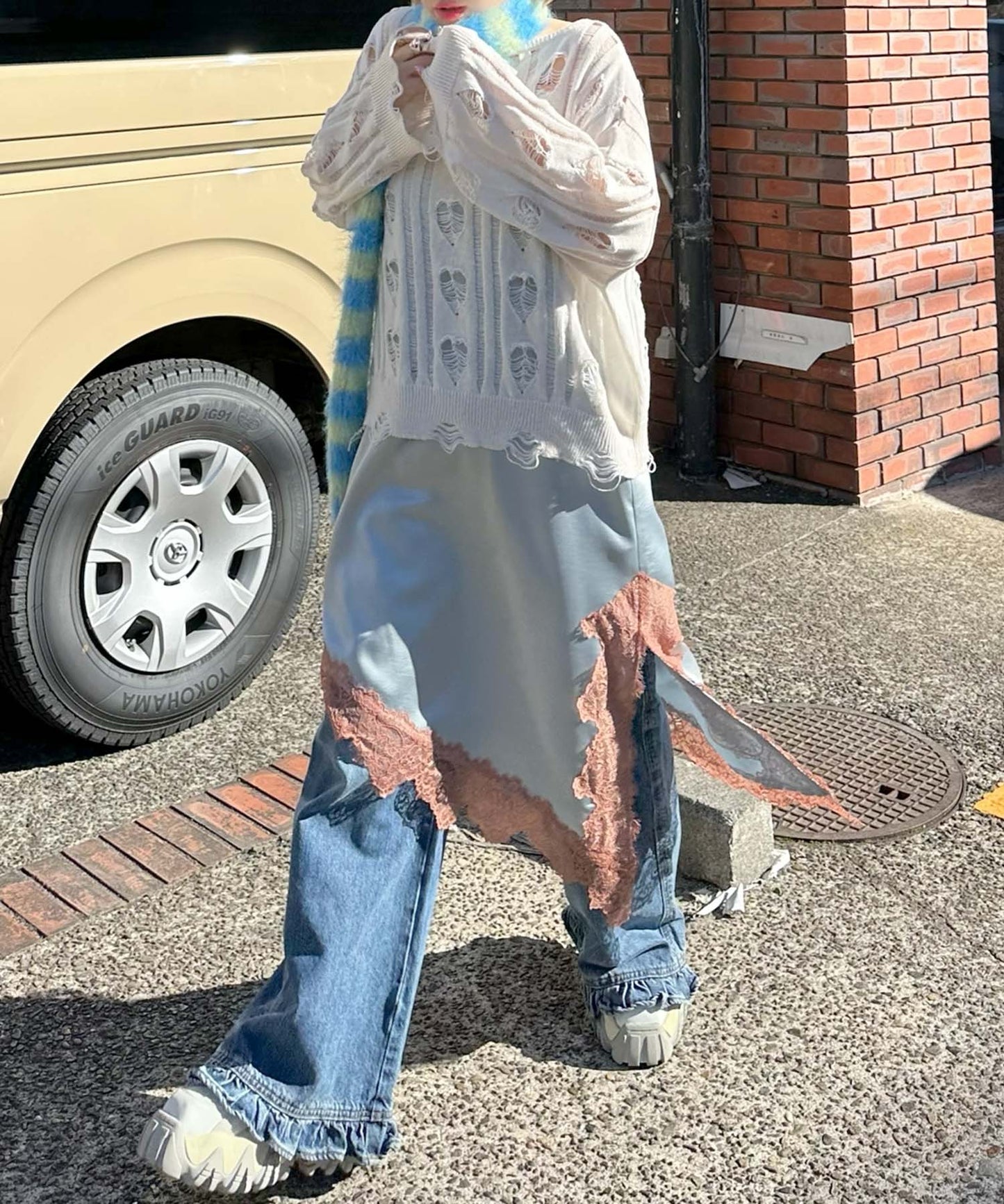 ランジェリーなキャミワンピ【グレー】