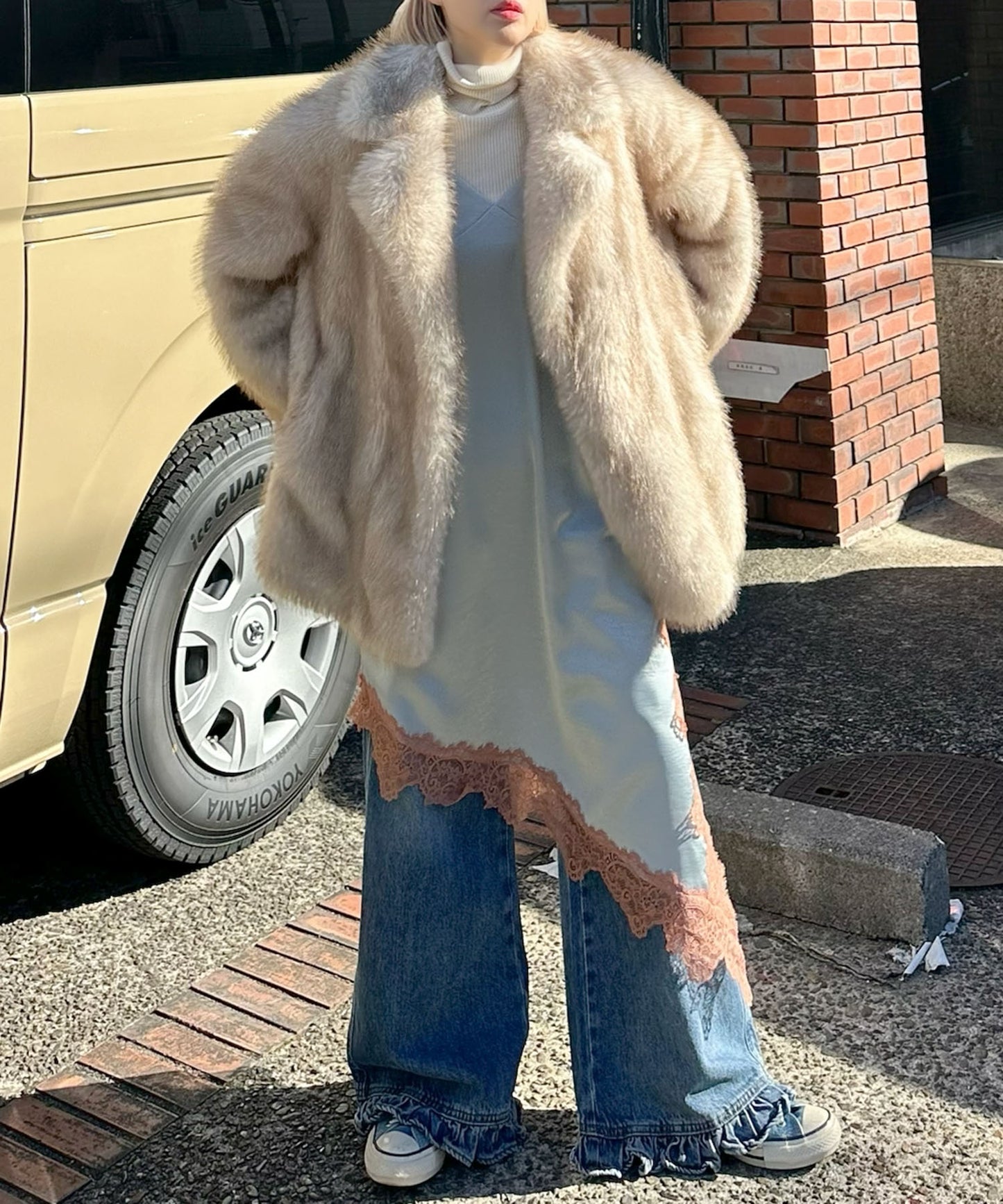 ランジェリーなキャミワンピ【グレー】