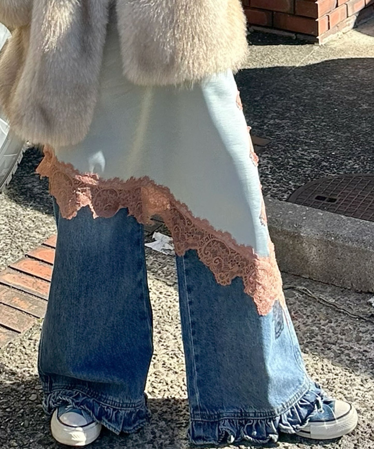 ランジェリーなキャミワンピ【グレー】