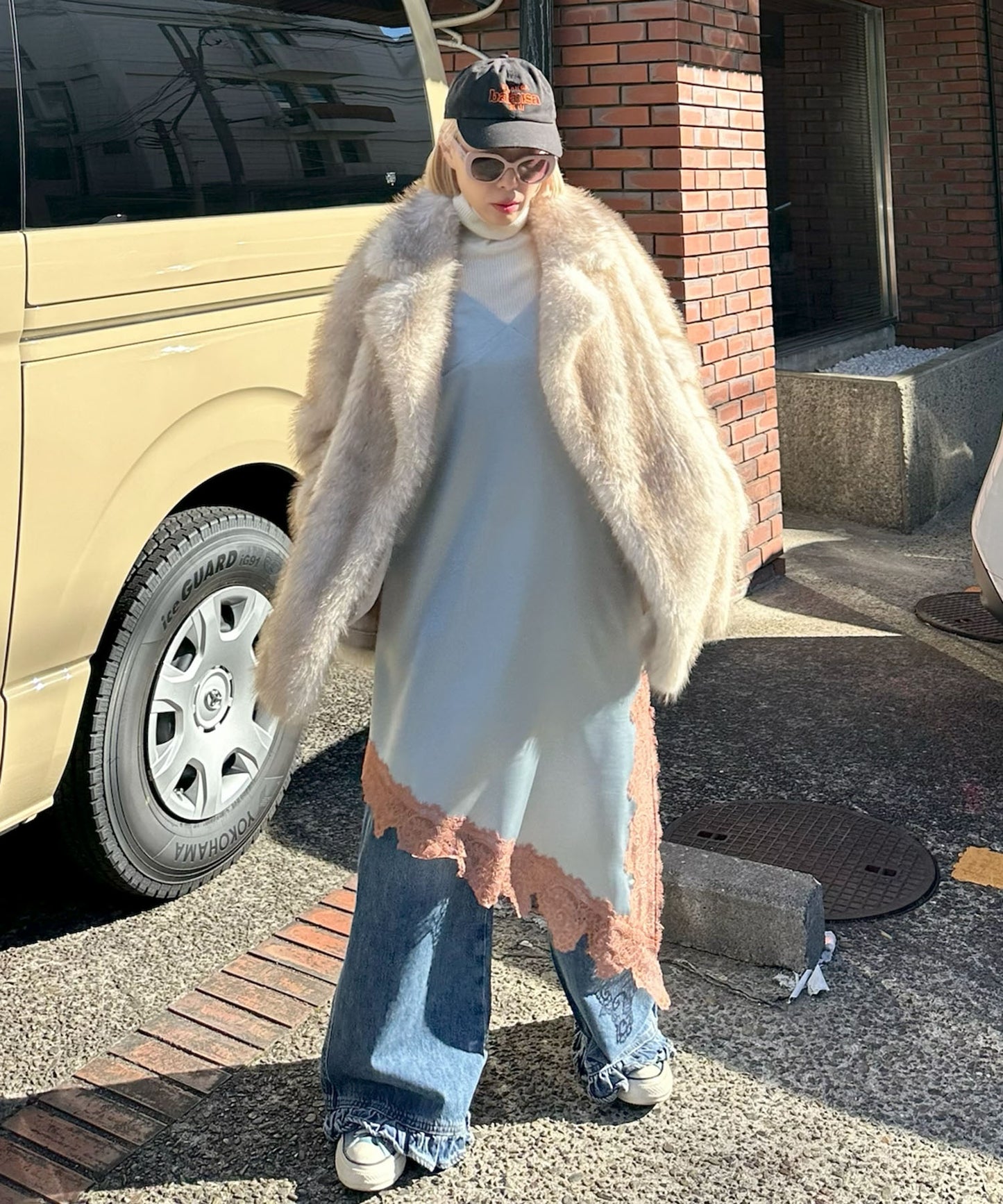 ランジェリーなキャミワンピ【グレー】