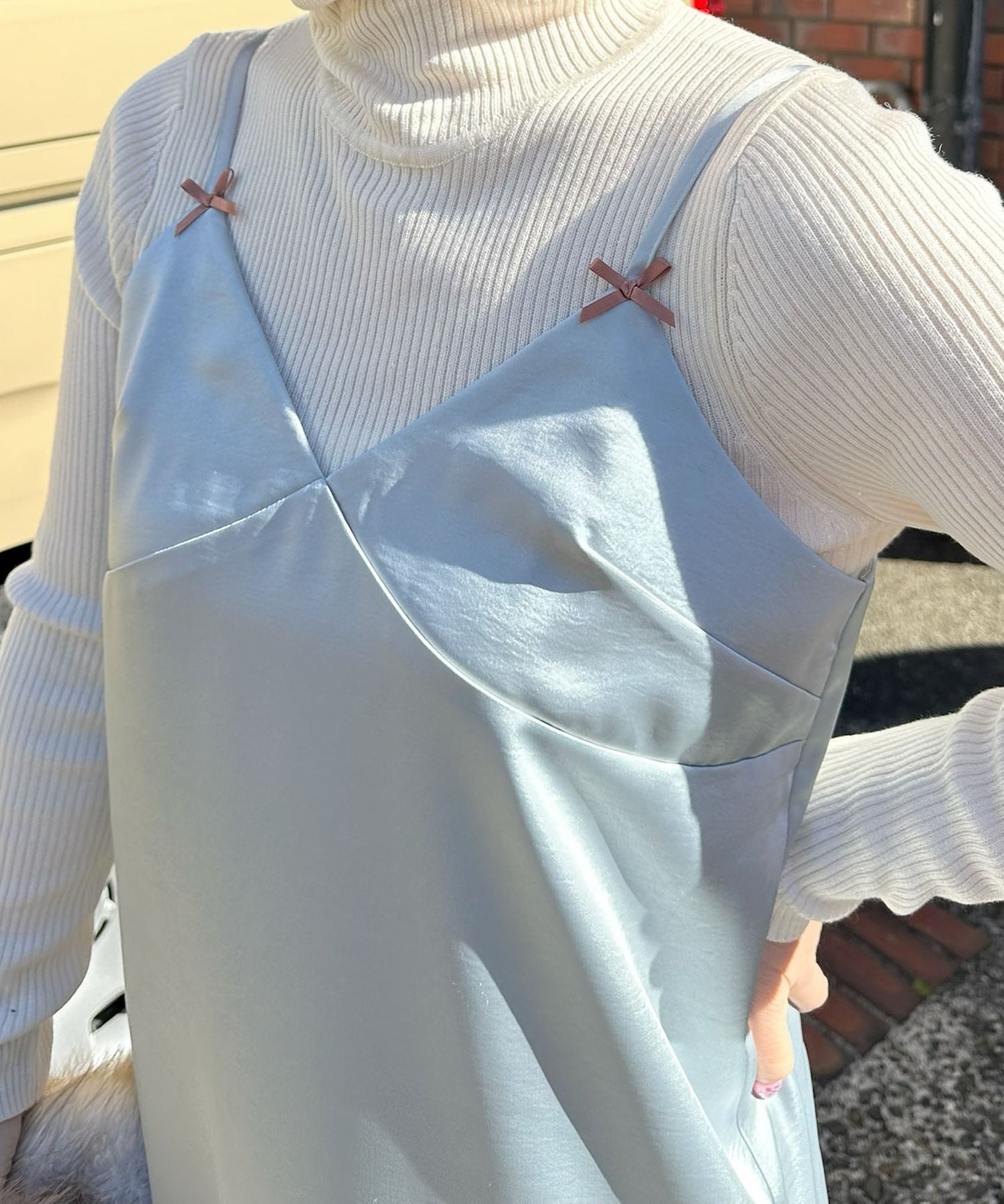 ランジェリーなキャミワンピ【グレー】