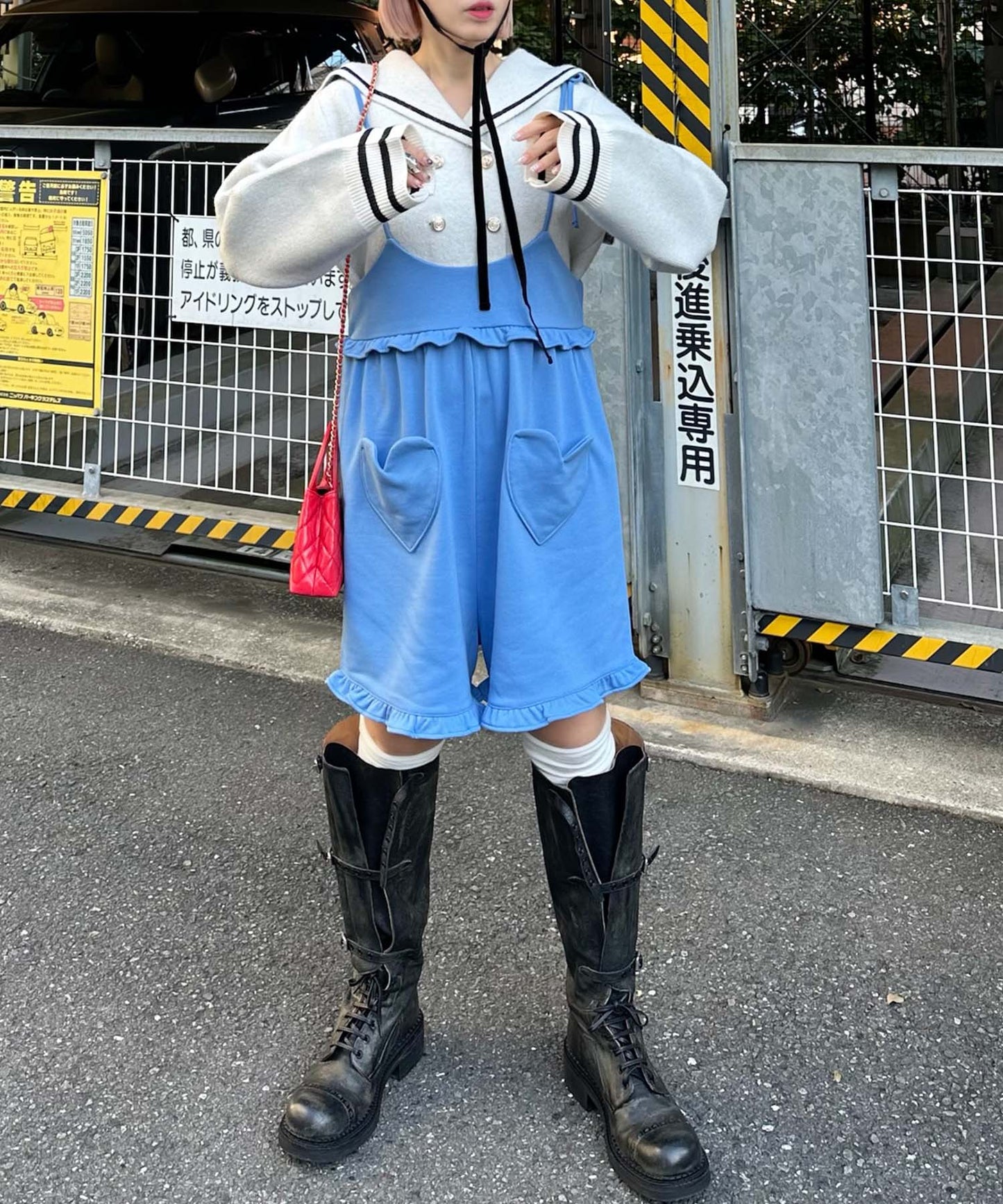 ハートポケサロペ【ブルー】