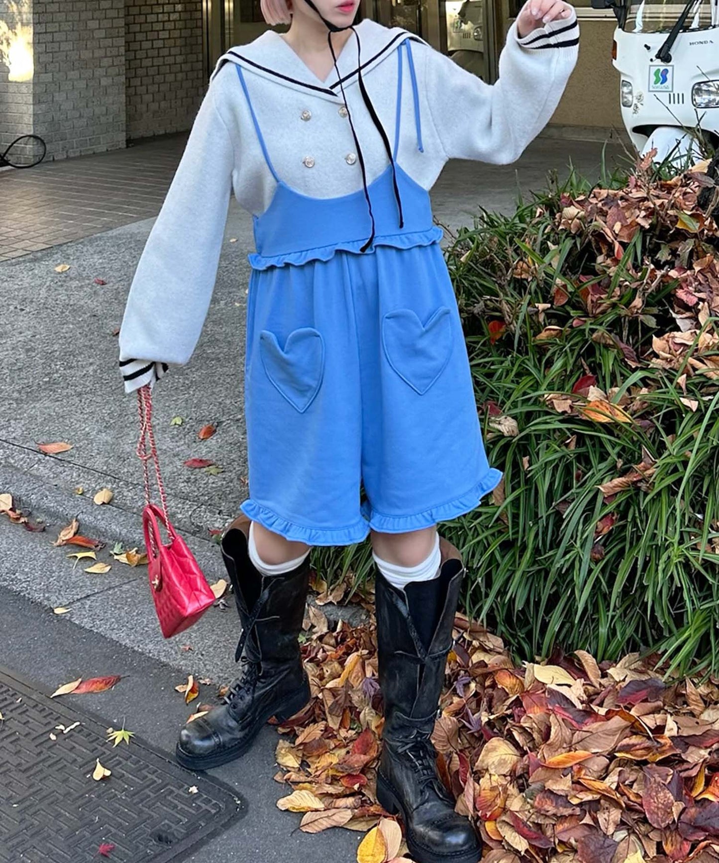 ハートポケサロペ【ブルー】