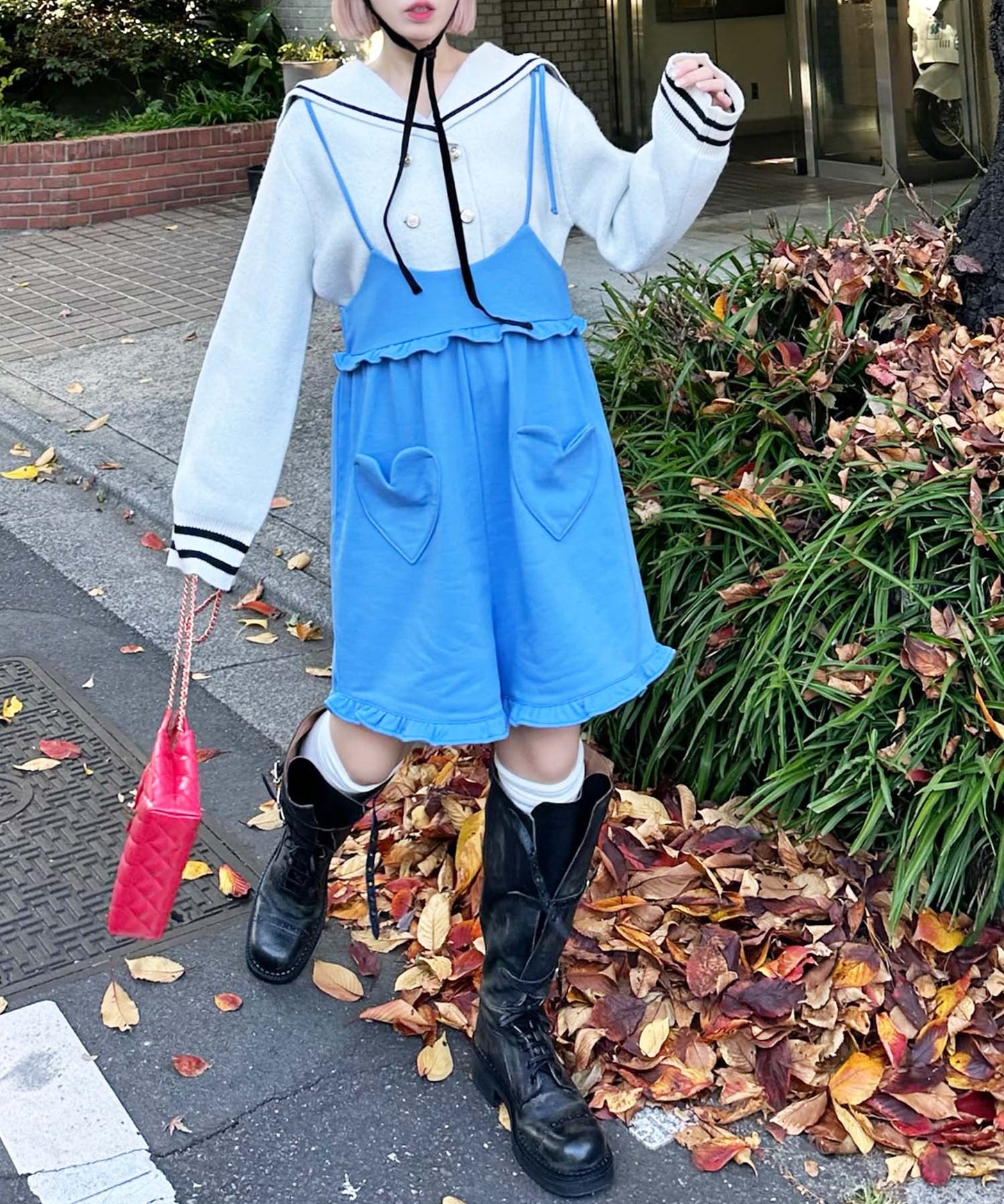 ハートポケサロペ【ブルー】