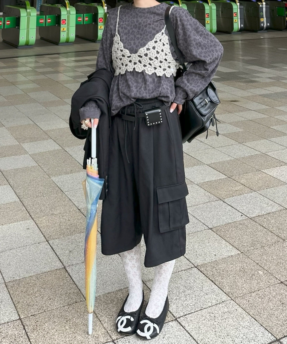 お花のかぎ針ビスチェ【ライトグレー】
