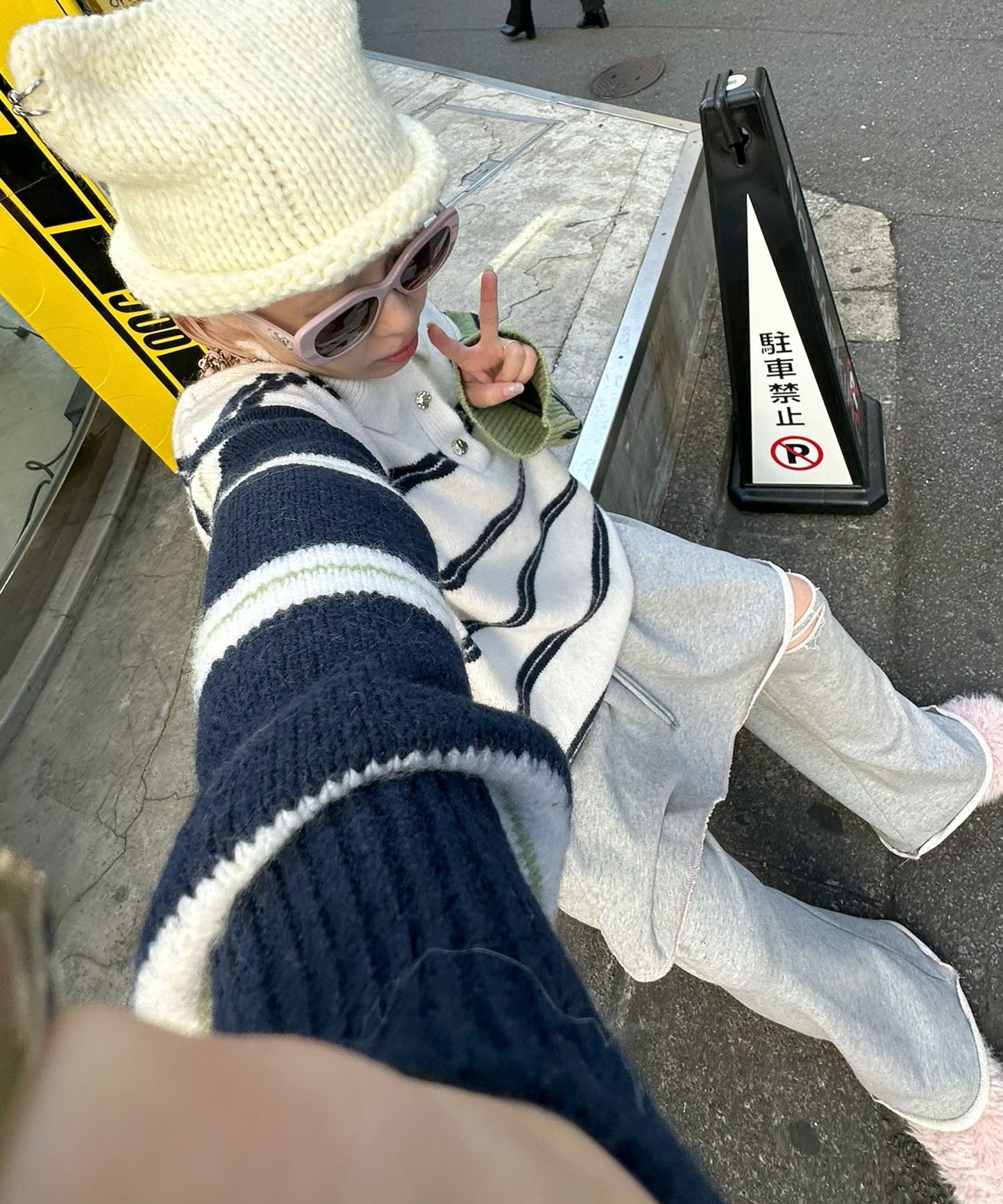 ダメージスウェパンとフレアスカートのセット【グレー】