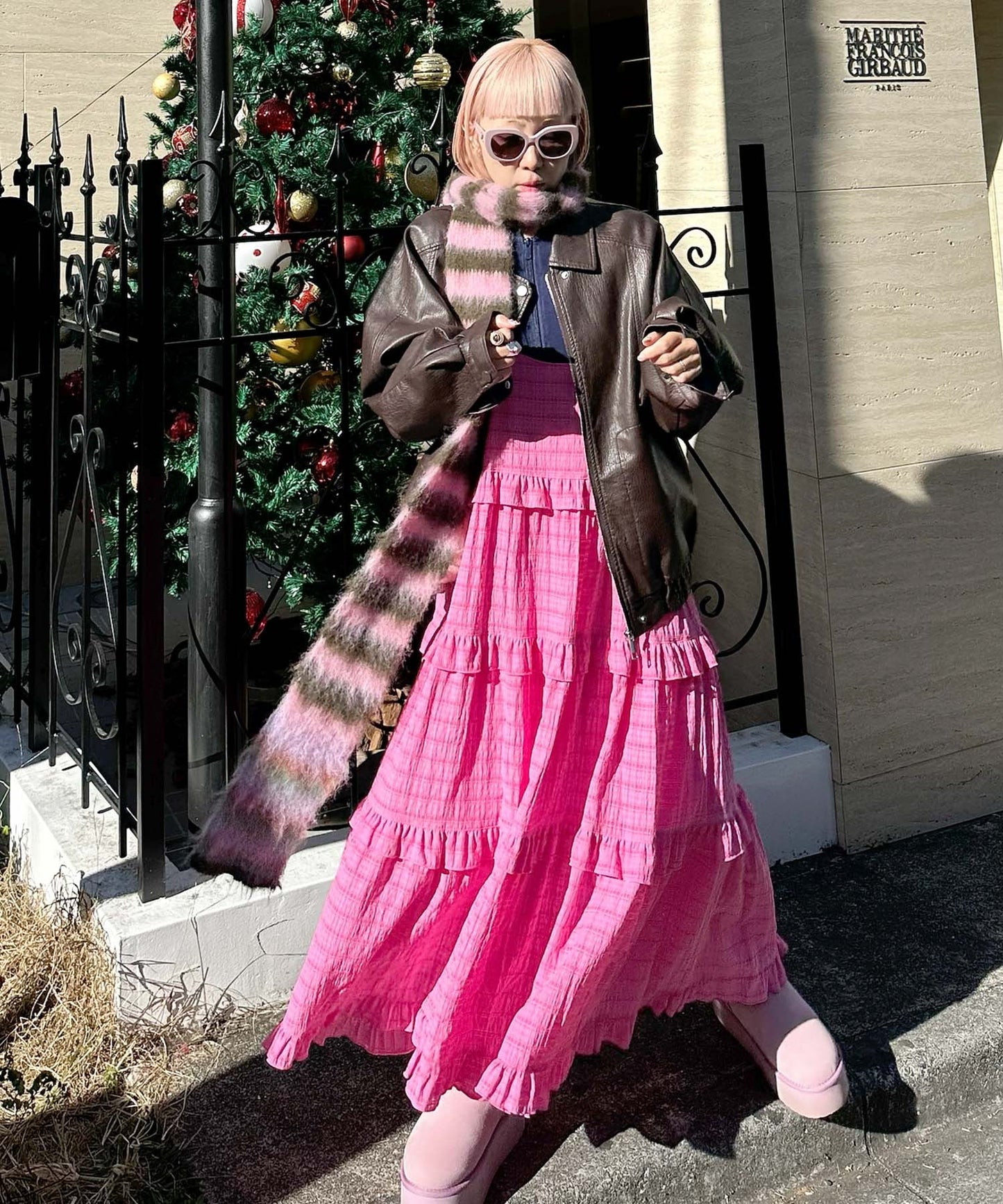 フリルティアードキャミワンピ【ピンク系その他】