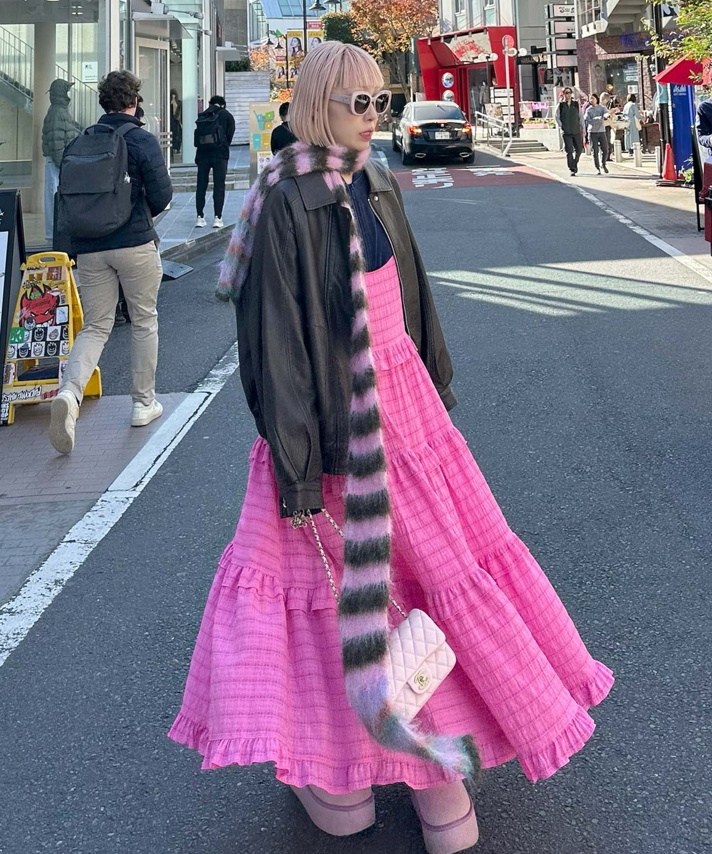 フリルティアードキャミワンピ【ピンク系その他】