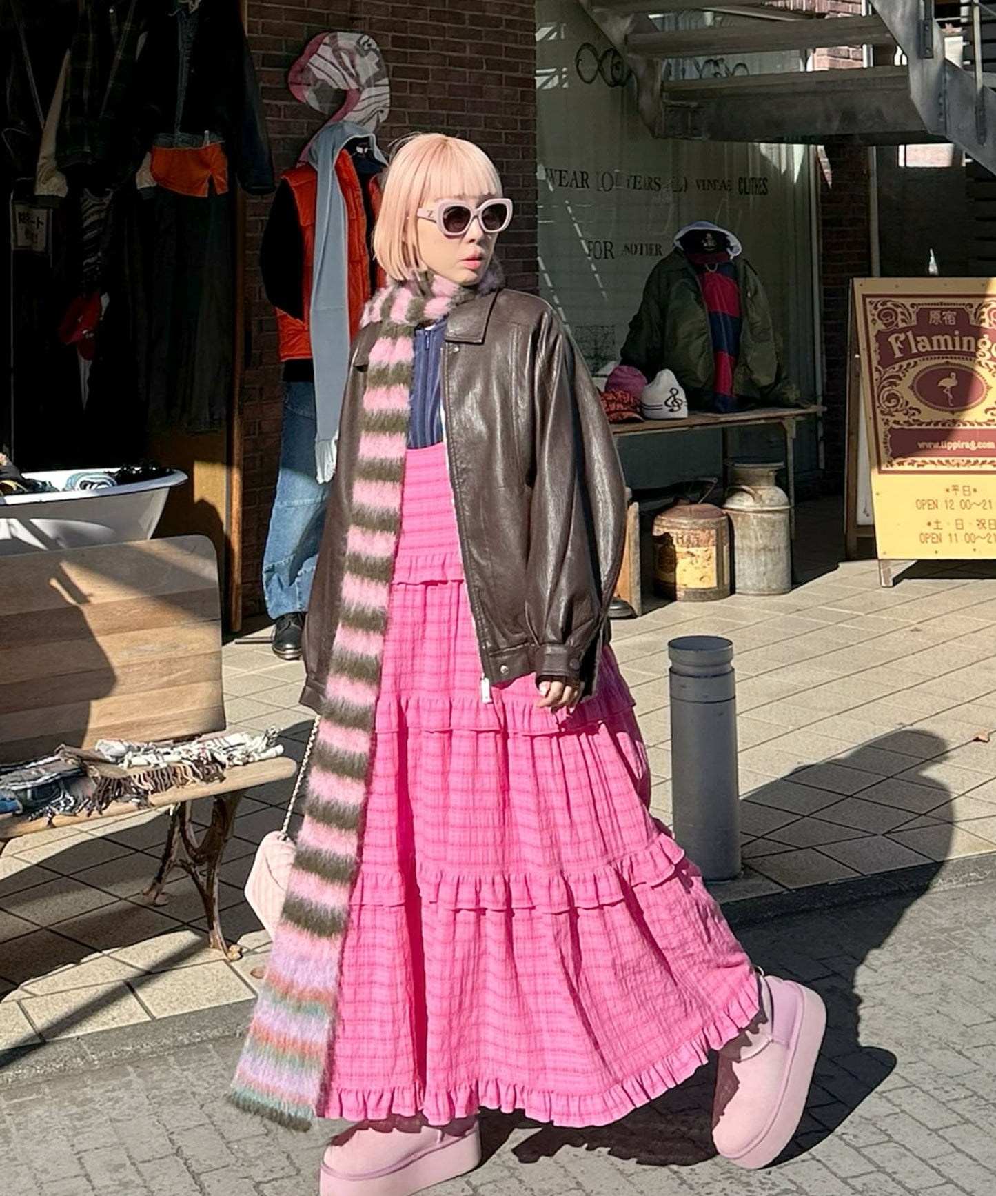 フリルティアードキャミワンピ【ピンク系その他】