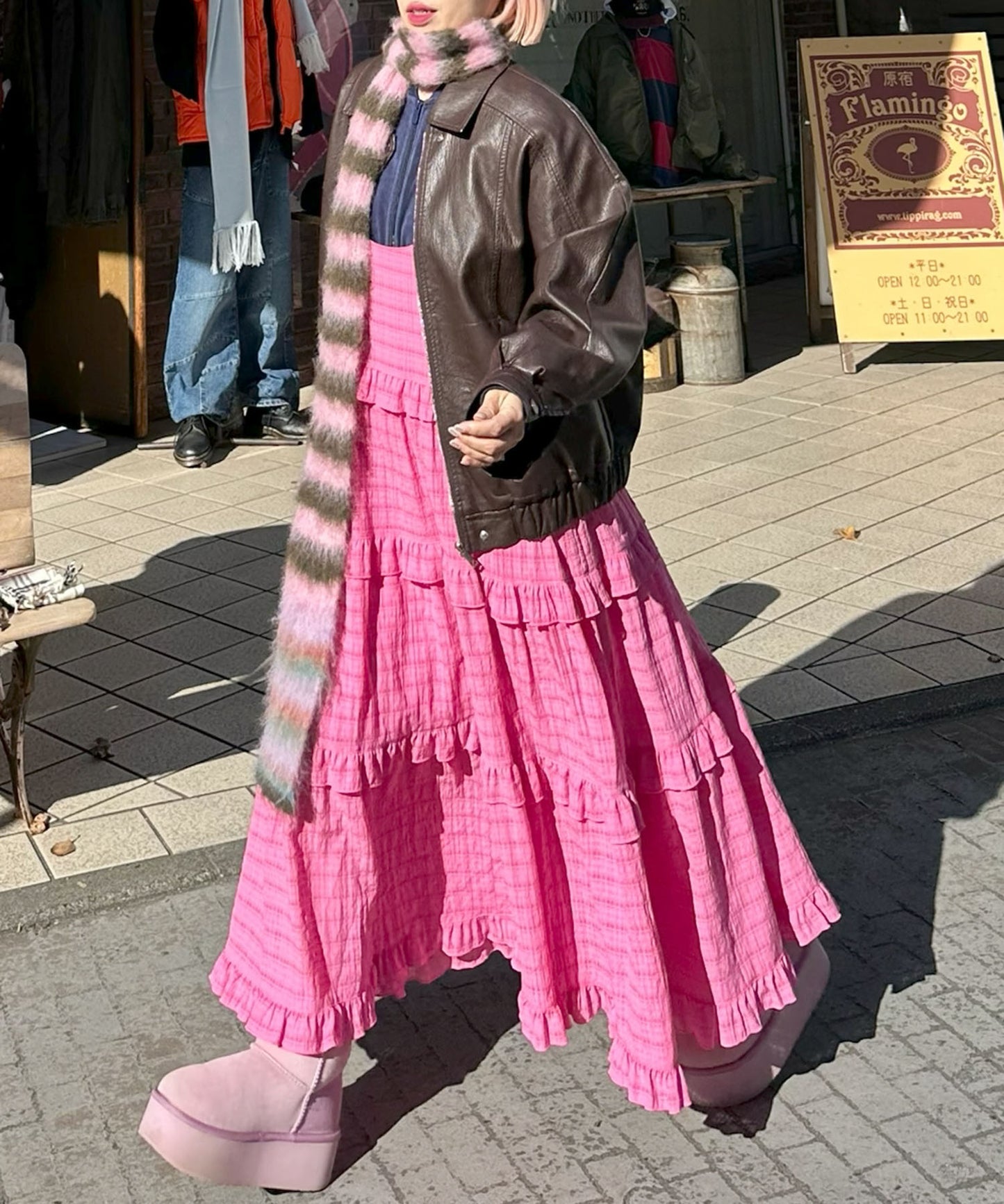 フリルティアードキャミワンピ【ピンク系その他】