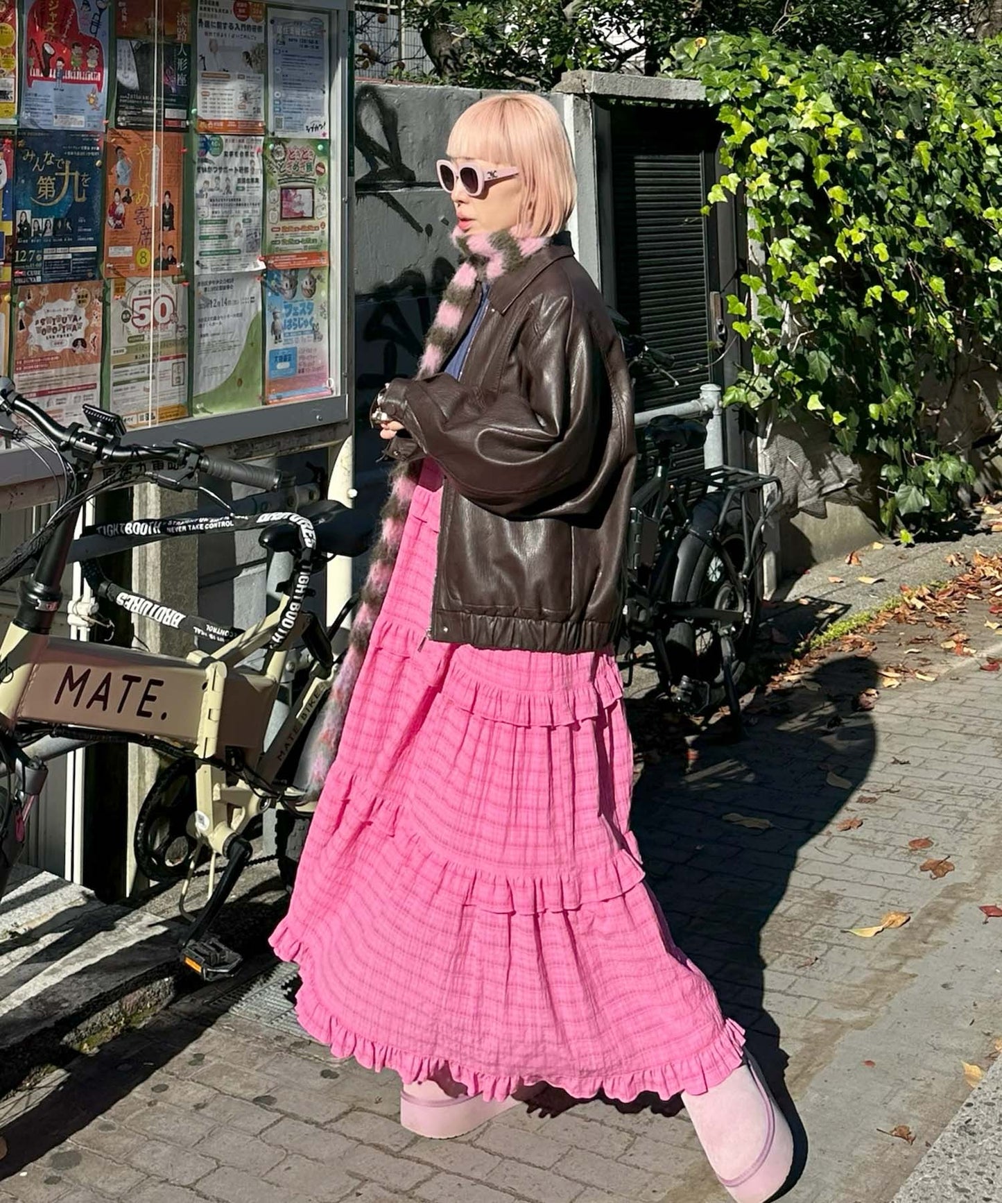 フリルティアードキャミワンピ【ピンク系その他】