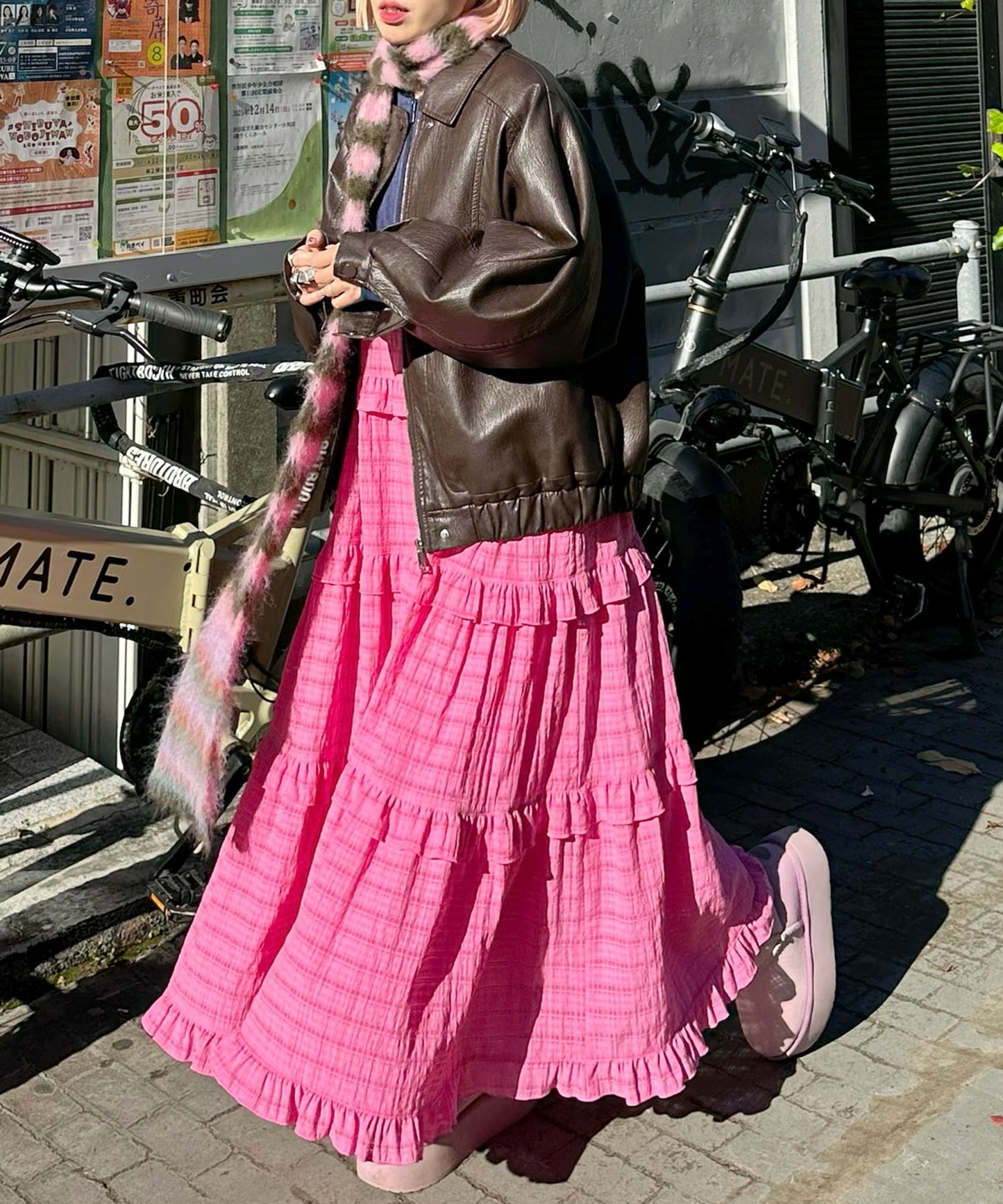 フリルティアードキャミワンピ【ピンク系その他】