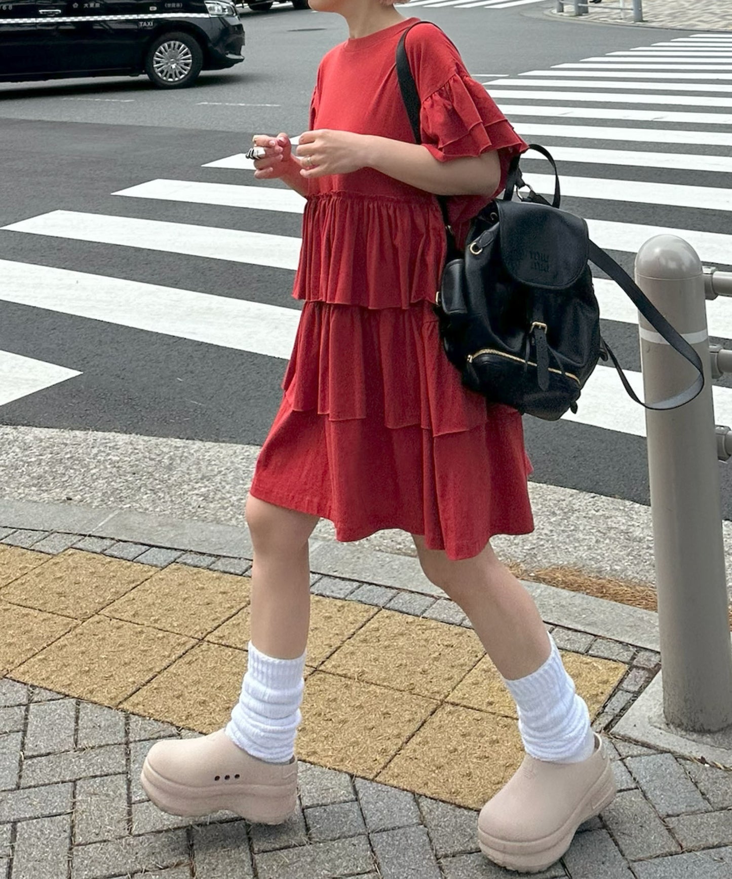 【復刻！】半袖になったフリフリカットワンピ【レッド】