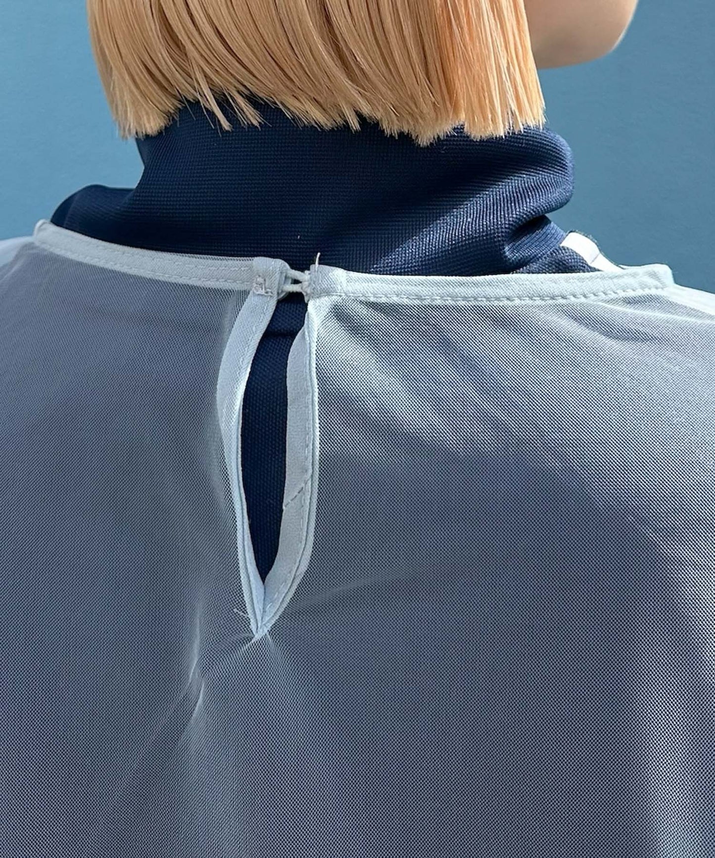 袖フリフリフラメンコシアーブラウス【サックスブルー】