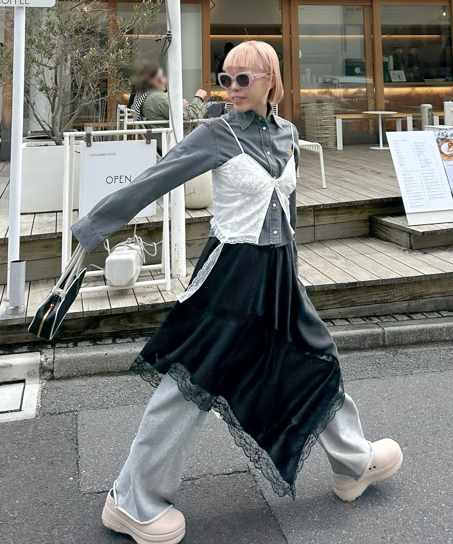 ドレープアシメスカート【ブラック】