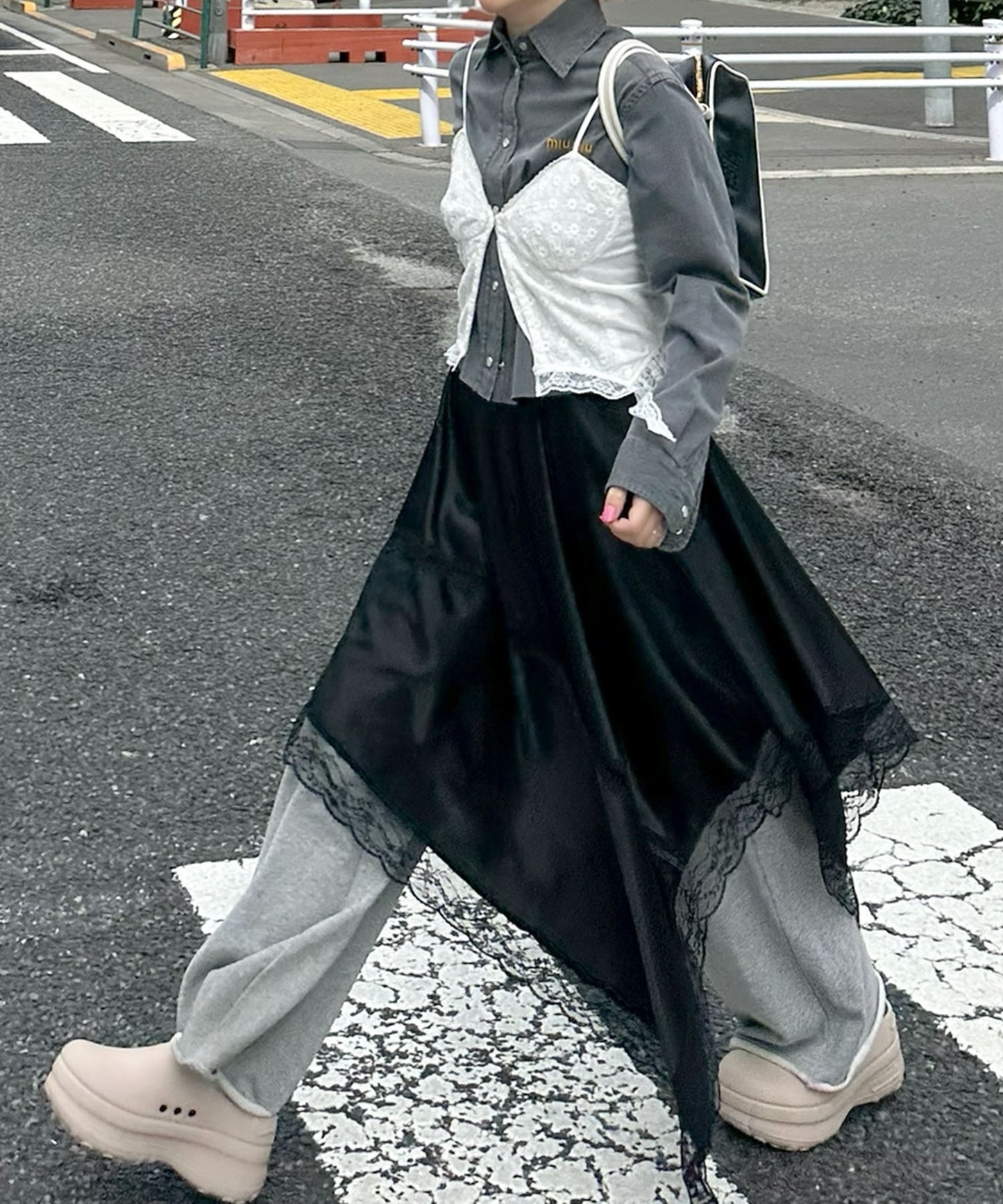 ドレープアシメスカート【ブラック】