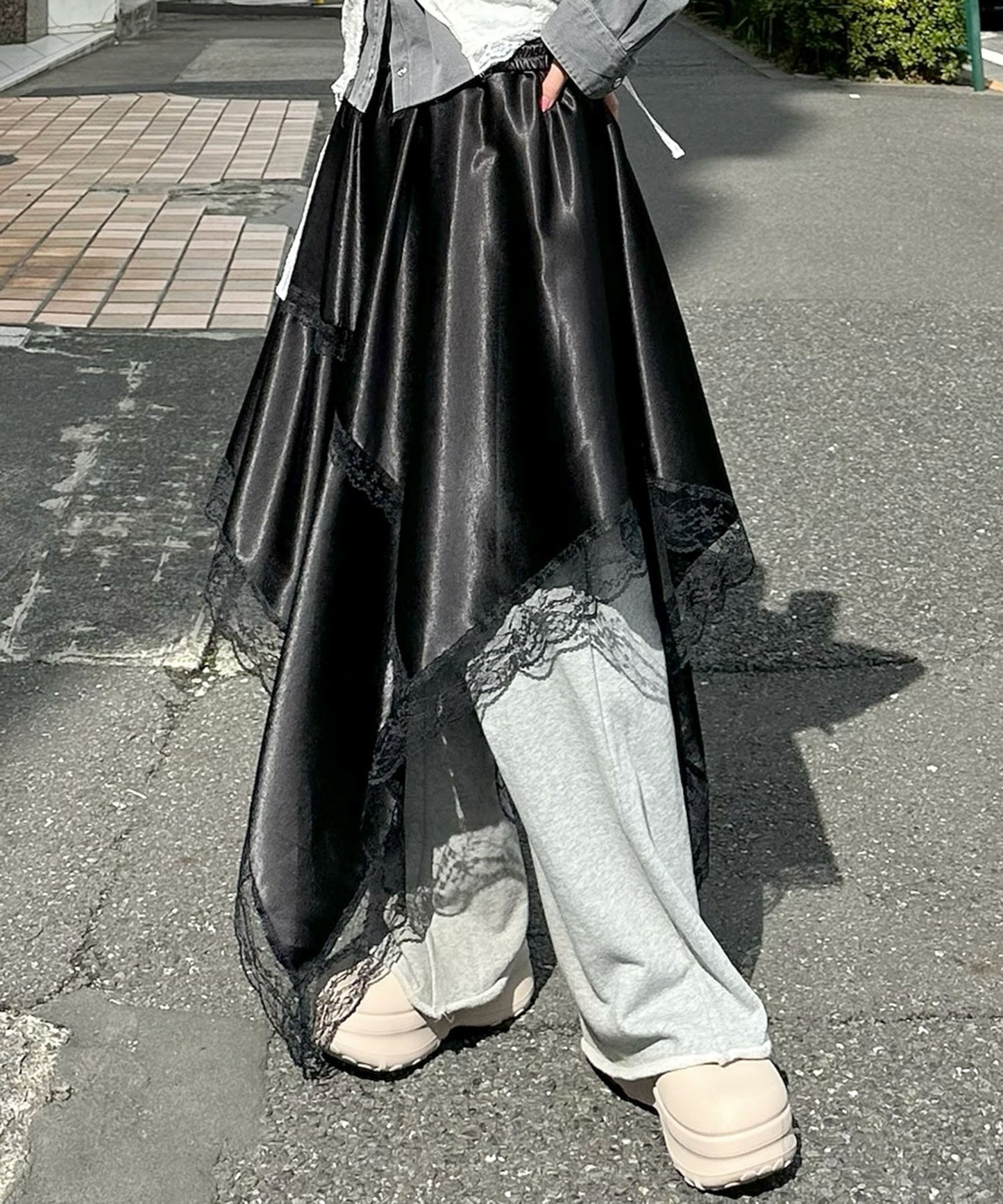 ドレープアシメスカート【ブラック】