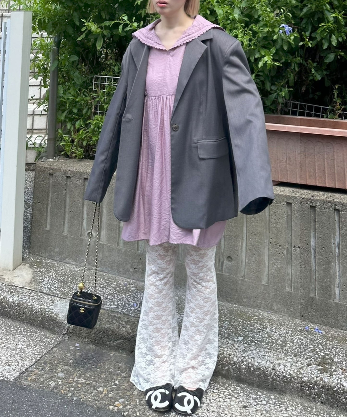 【セットアップで着られる】けっこうおっきめのかっこいいジャケット【グレー】