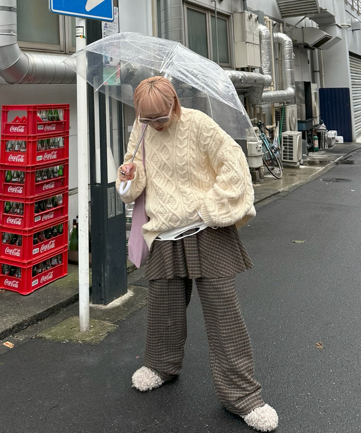 【セットにもなる！】チェック太パンツ【ブラウン】