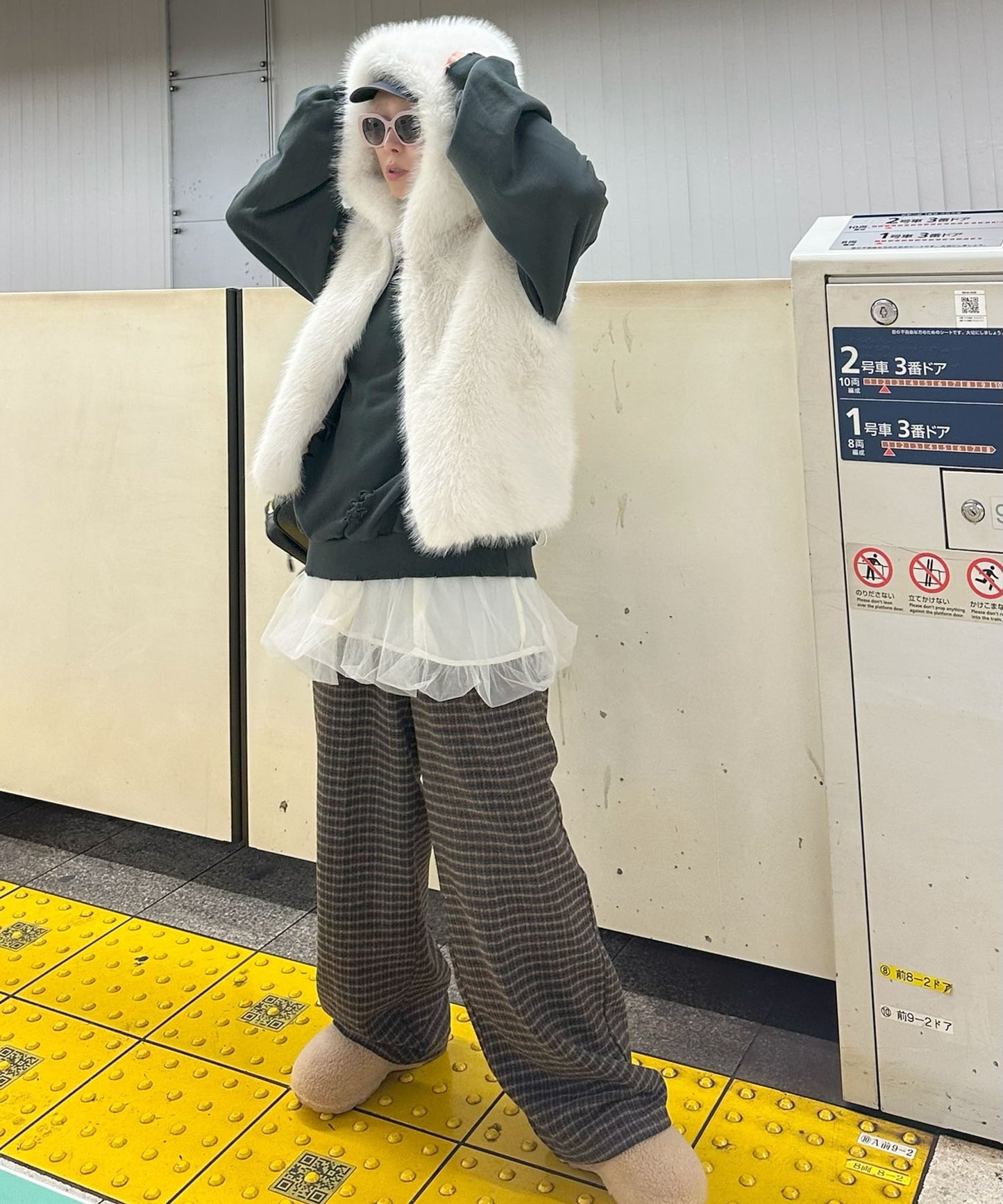 【セットにもなる！】チェック太パンツ【ブラウン】