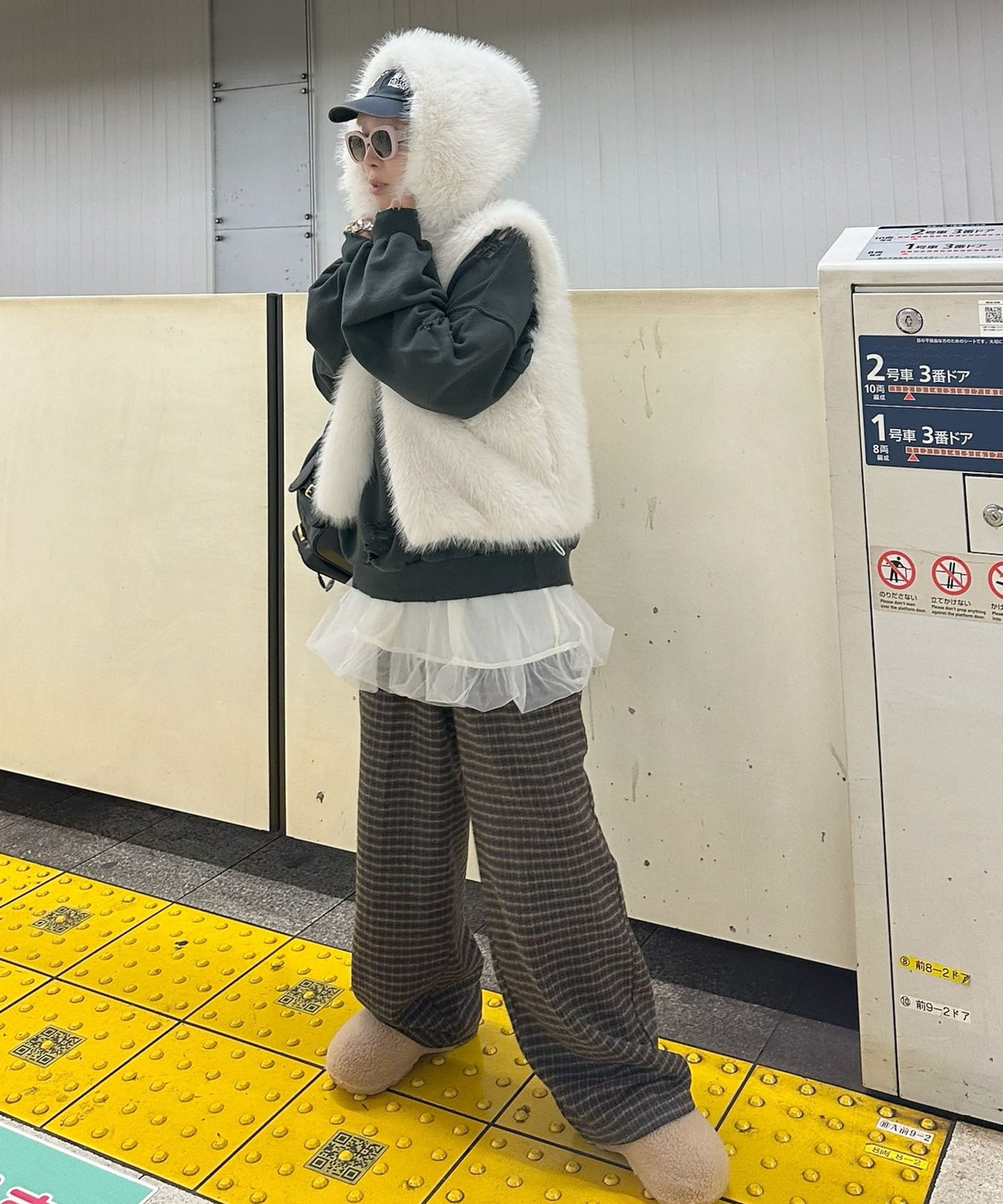 【セットにもなる！】チェック太パンツ【ブラウン】