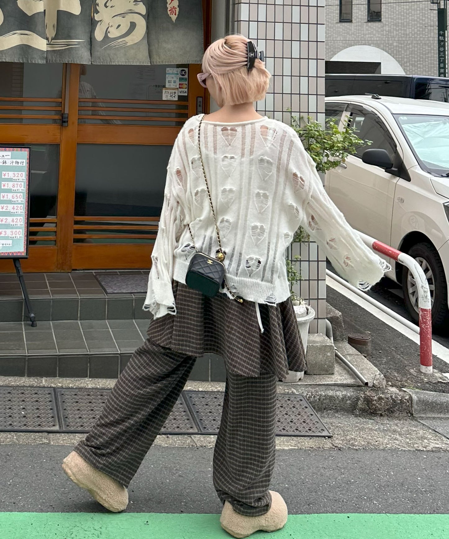 【セットにもなる！】チェック太パンツ【ブラウン】