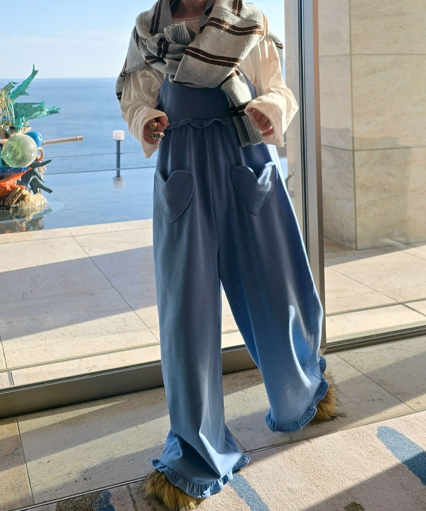 ハートポケサロペ【ブルー】