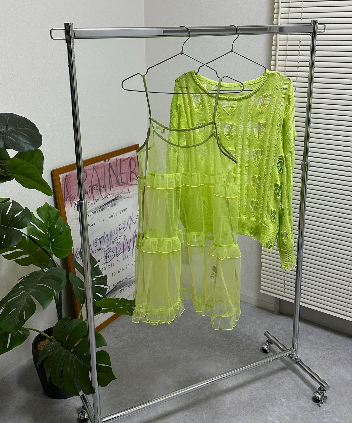 フリルティアードキャミワンピミニ【ライム】