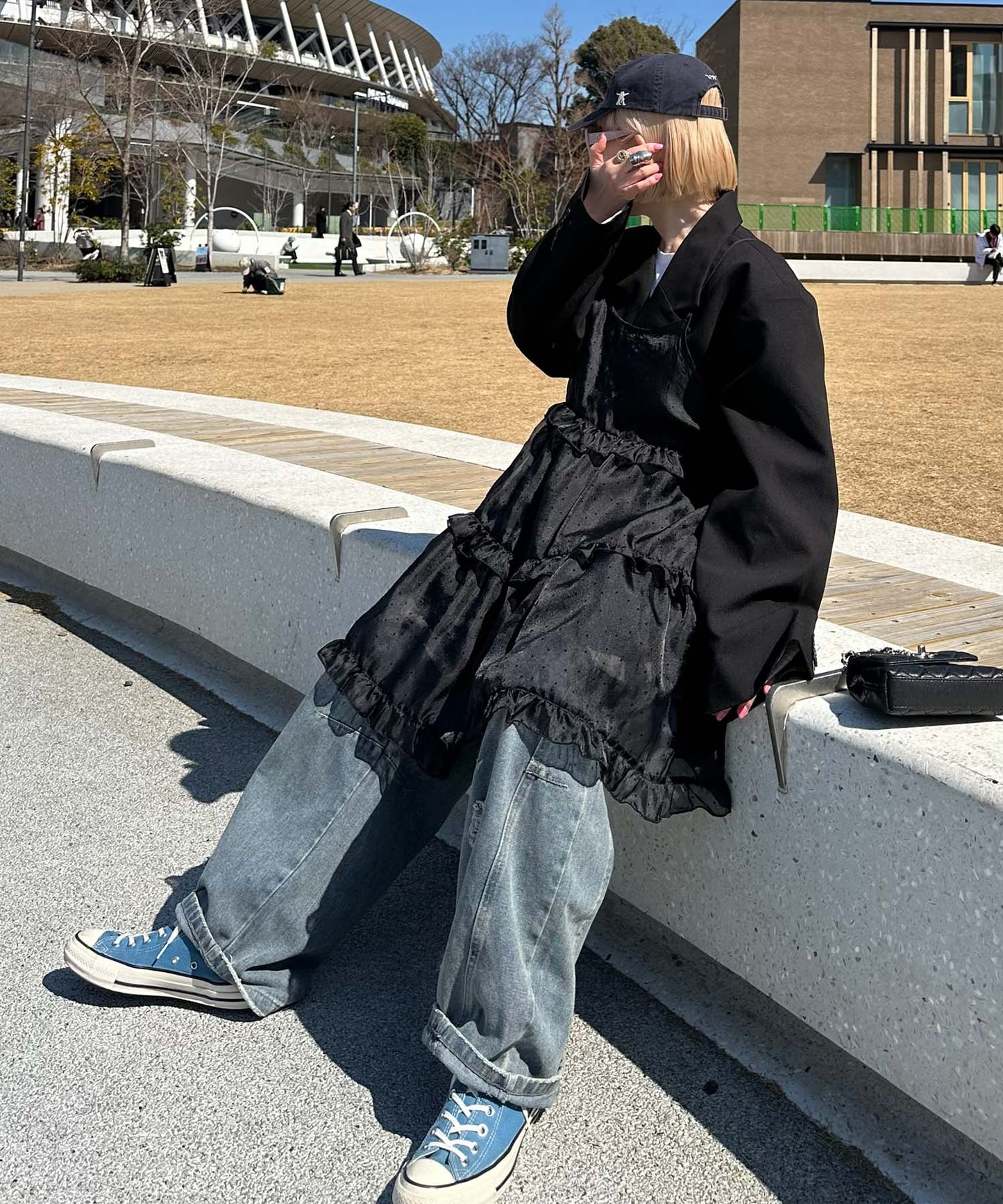 フリルティアードキャミワンピミニ【ブラック系その他】