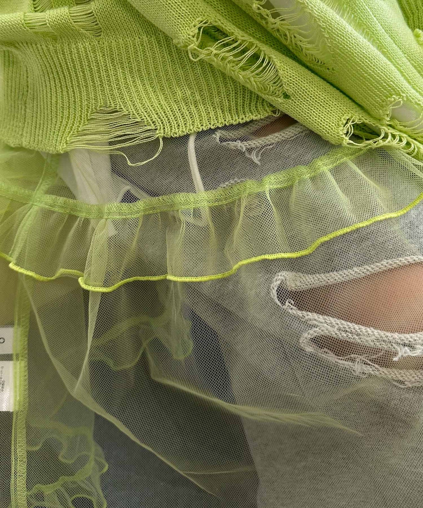 フリルティアードキャミワンピミニ【ライム】