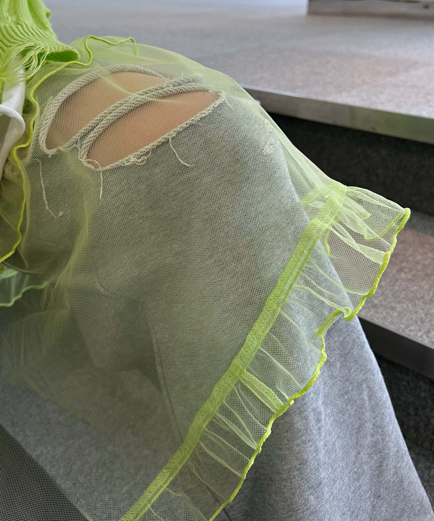 フリルティアードキャミワンピミニ【ライム】