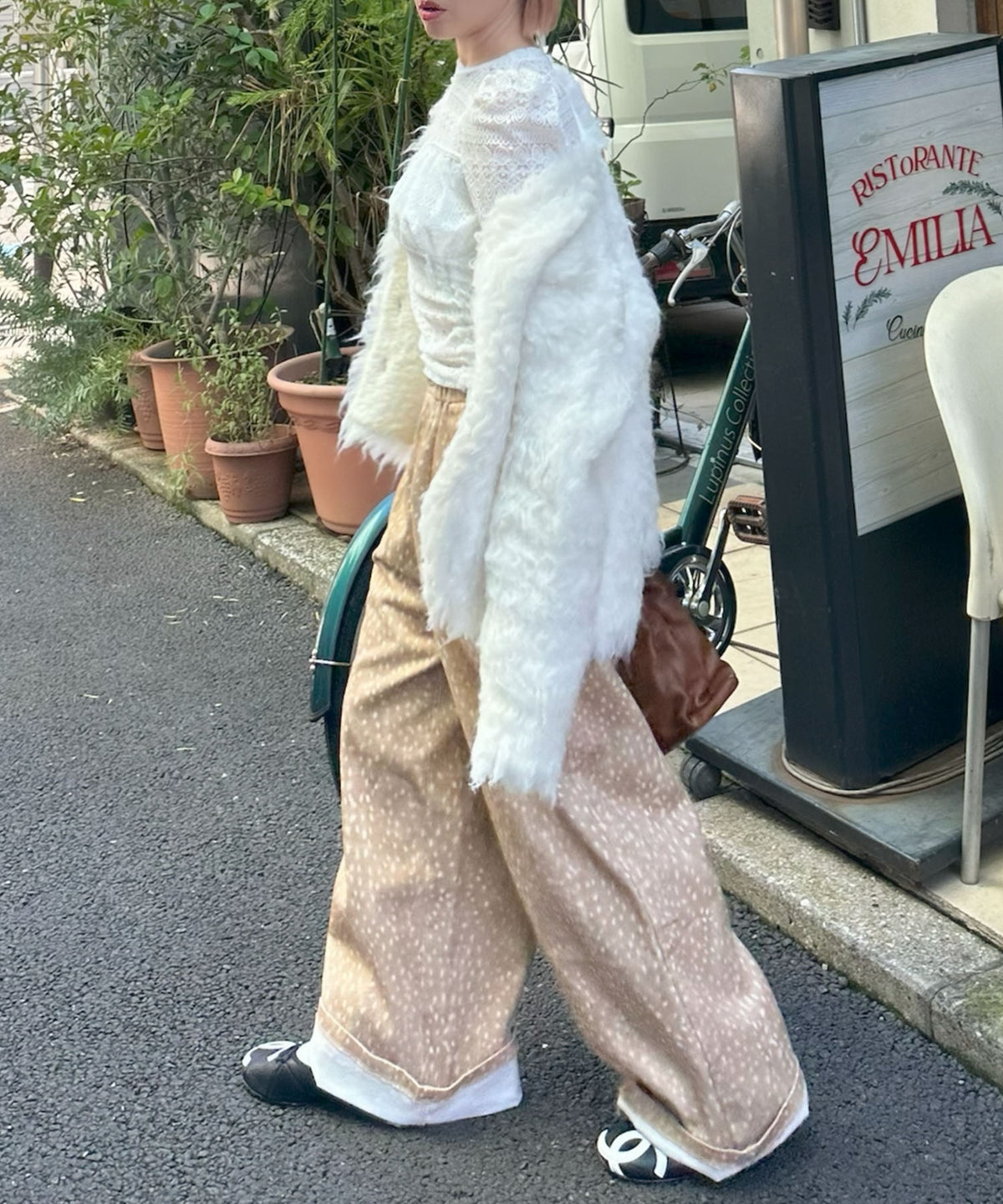 コルセット風レーストップス【オフホワイト】